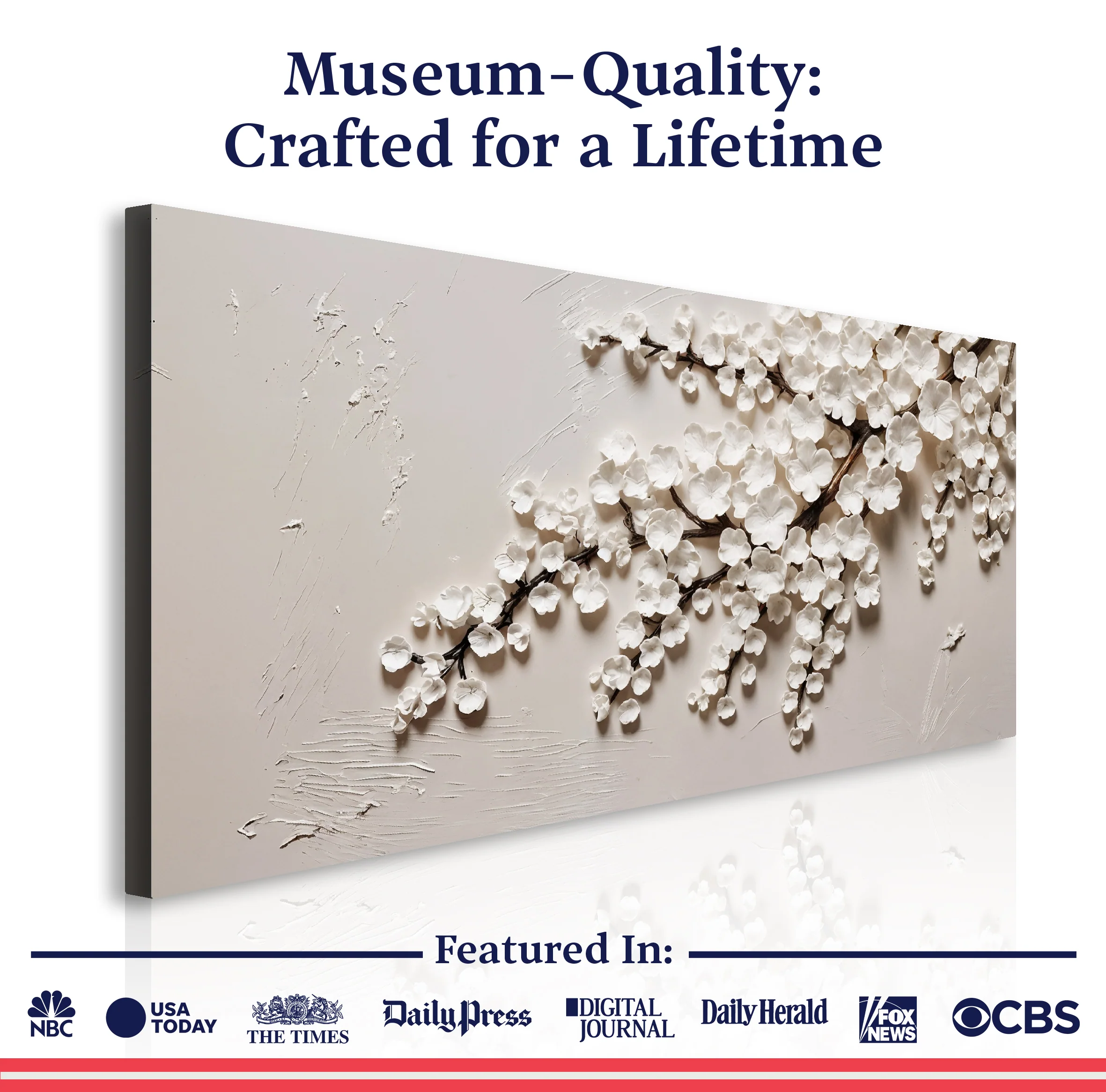 White Cherry Blossom Wall Art - Image 6