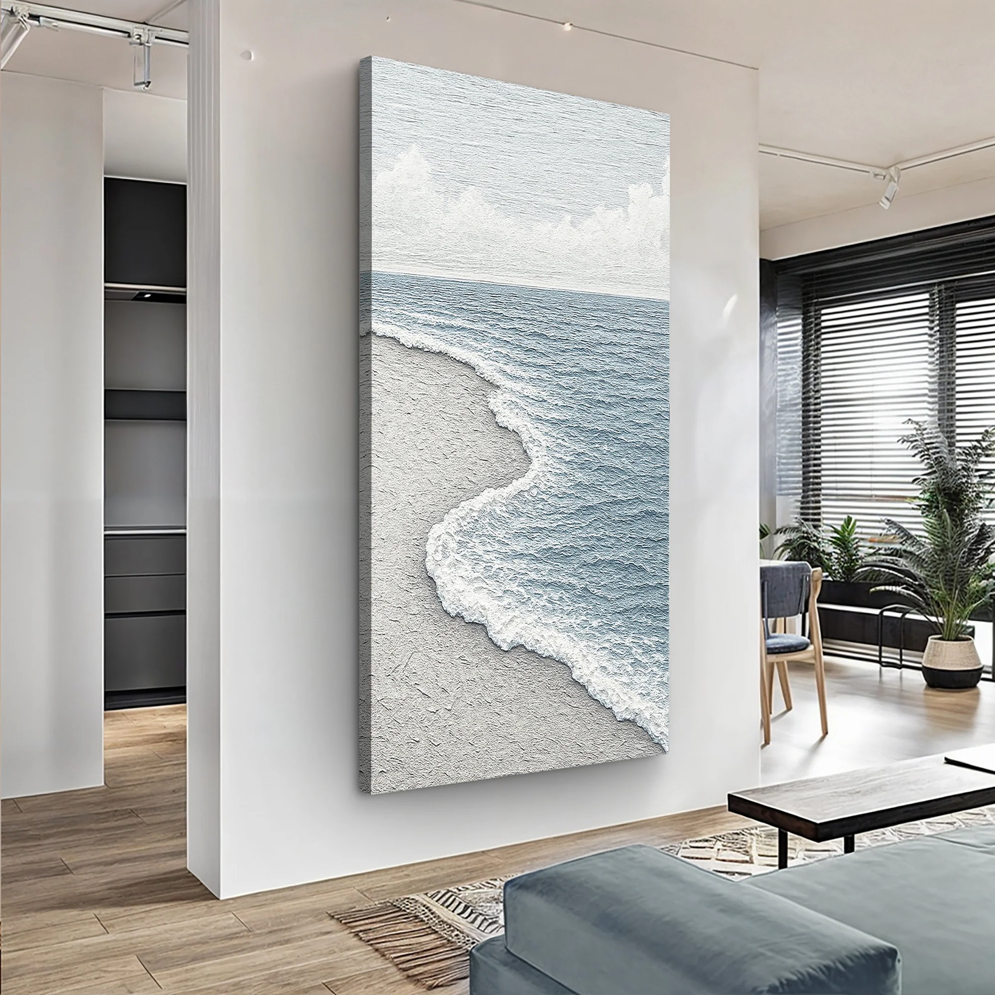 White Waves Abstract Wall Art - Image 2