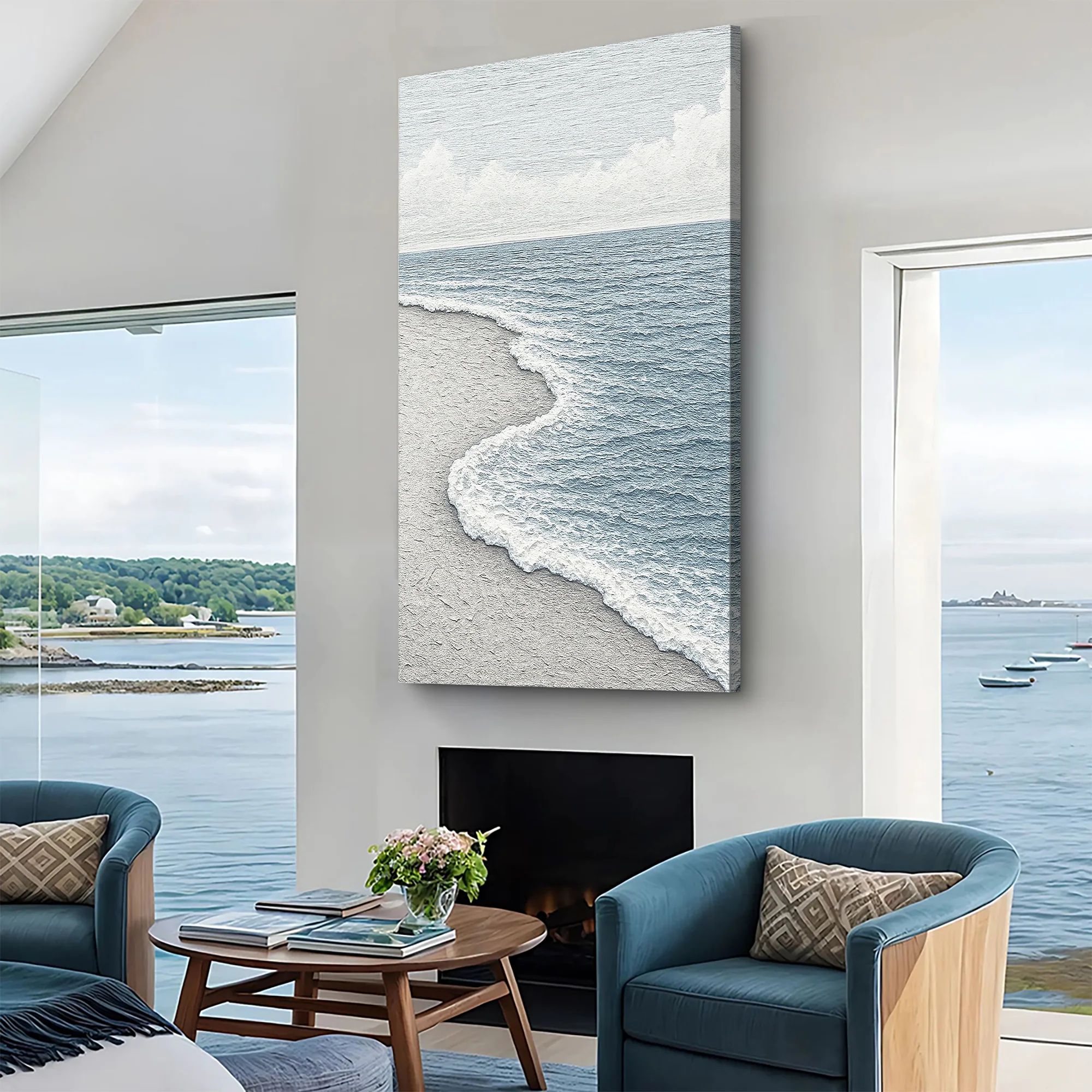 White Waves Abstract Wall Art - Image 4