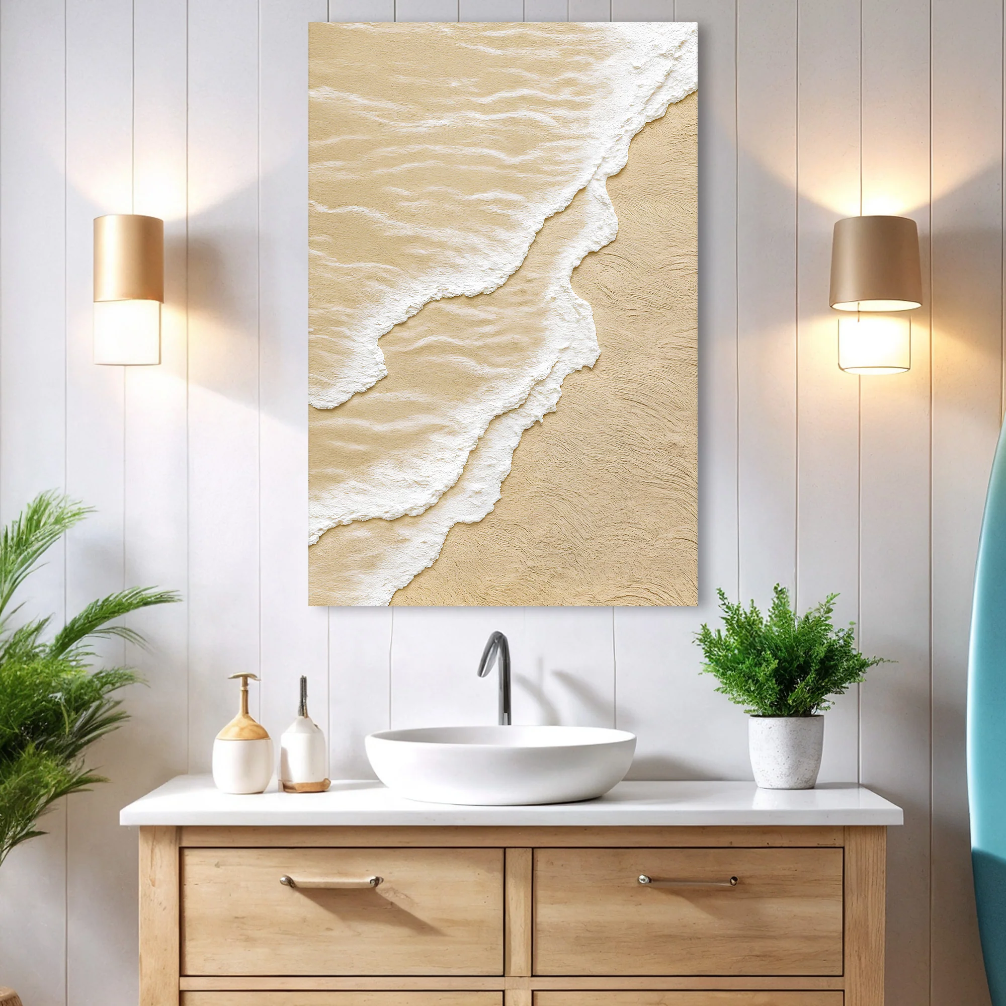 White Waves on Brown Sand Wall Art - Image 3