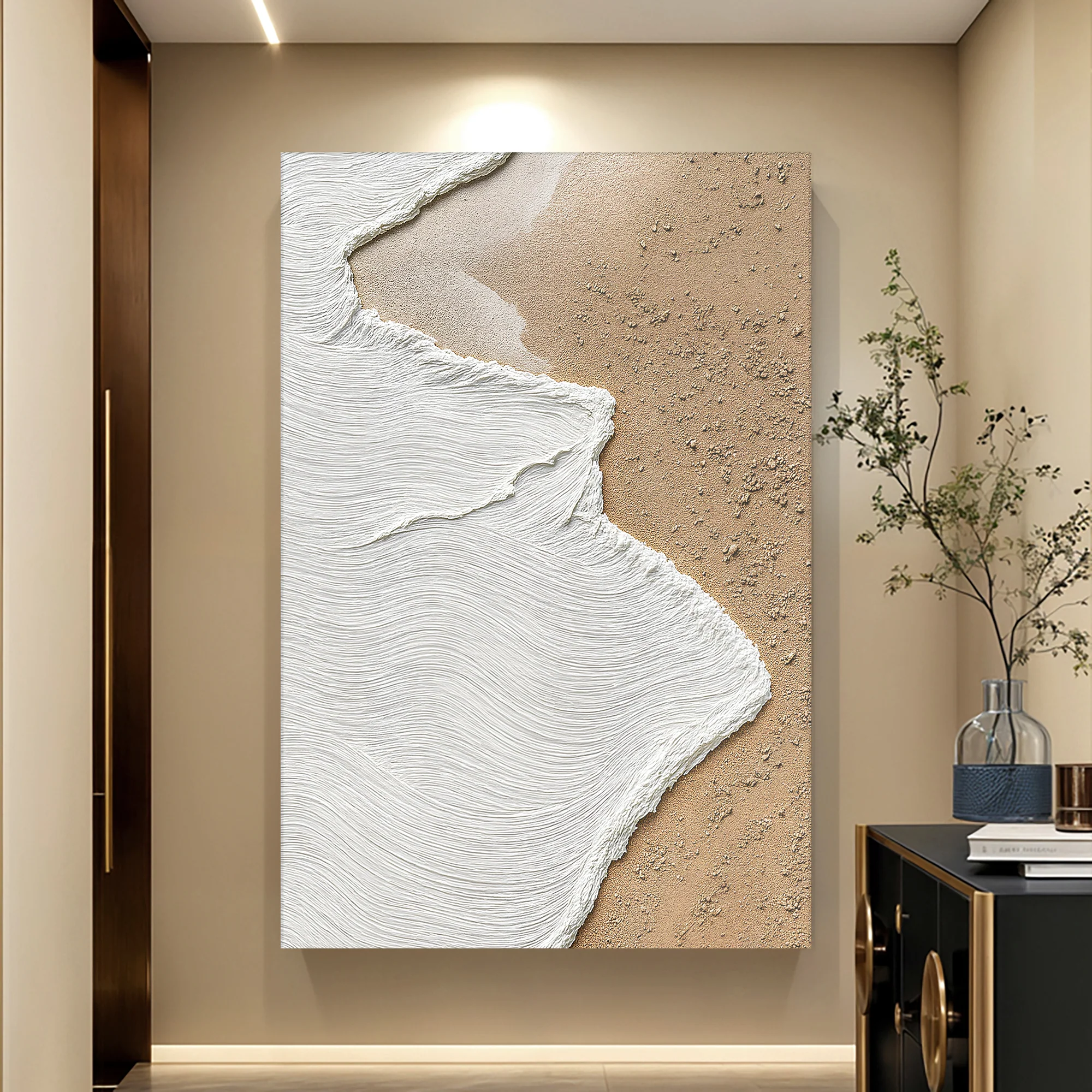 White Waves on Brown Sand Wall Art II - Image 5