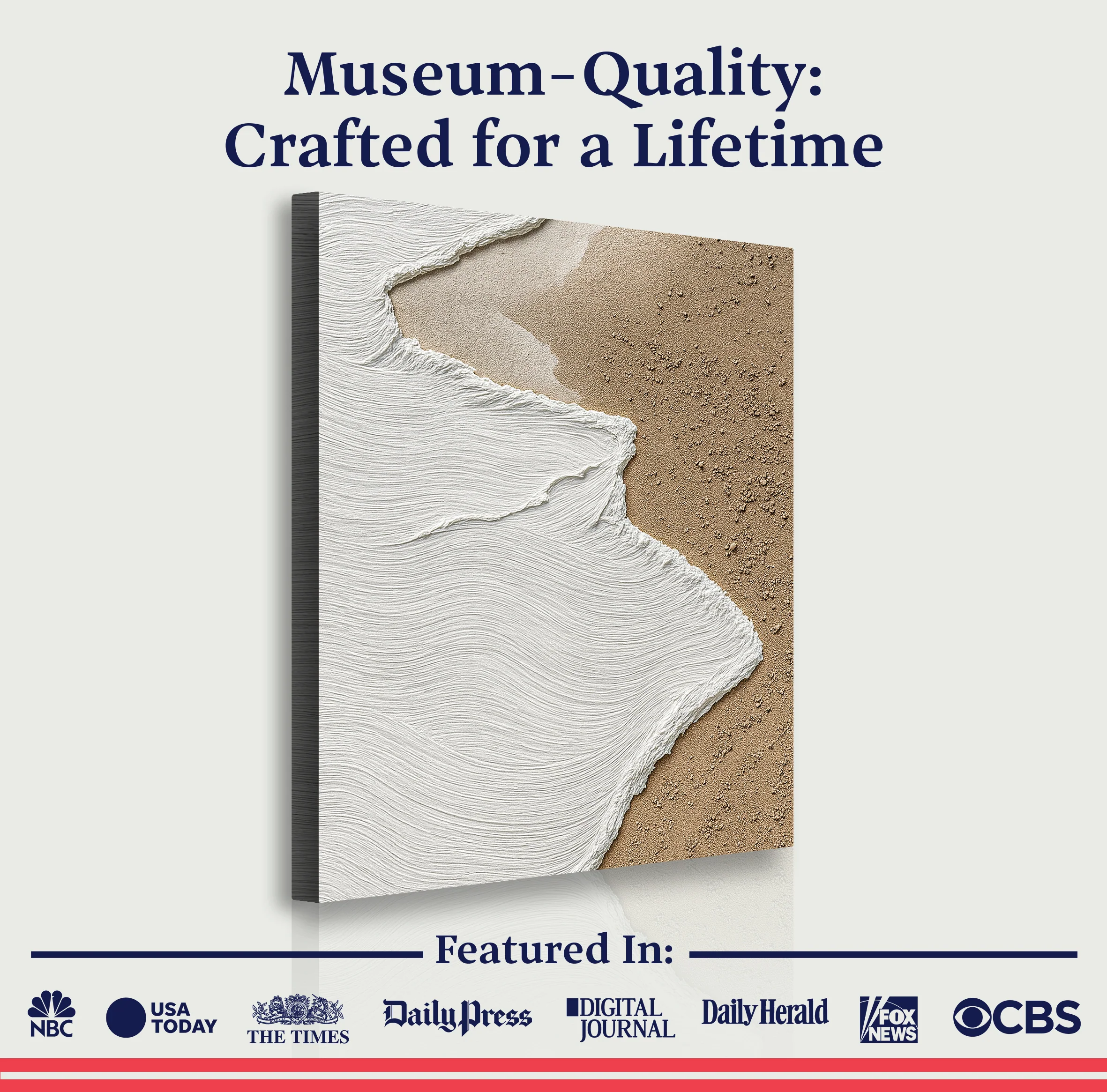 White Waves on Brown Sand Wall Art II - Image 6