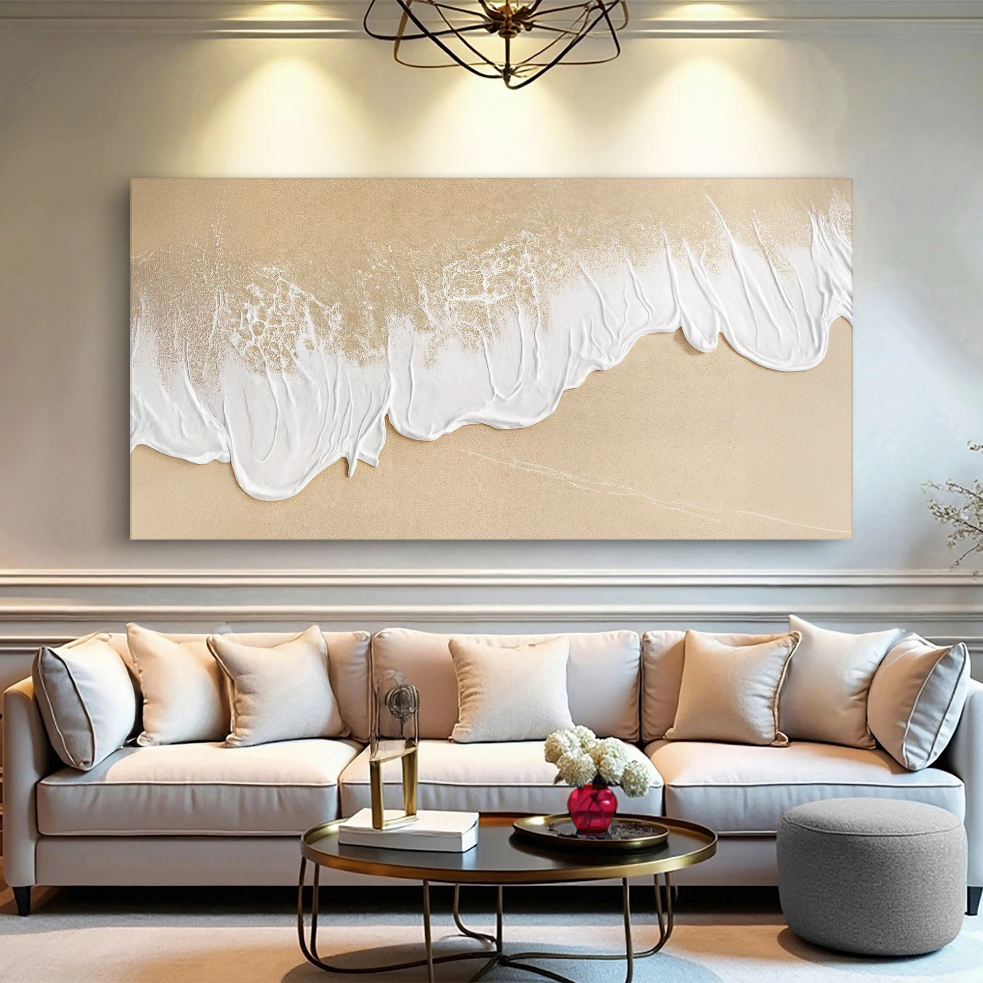 White Waves on Brown Sand Wall Art III
