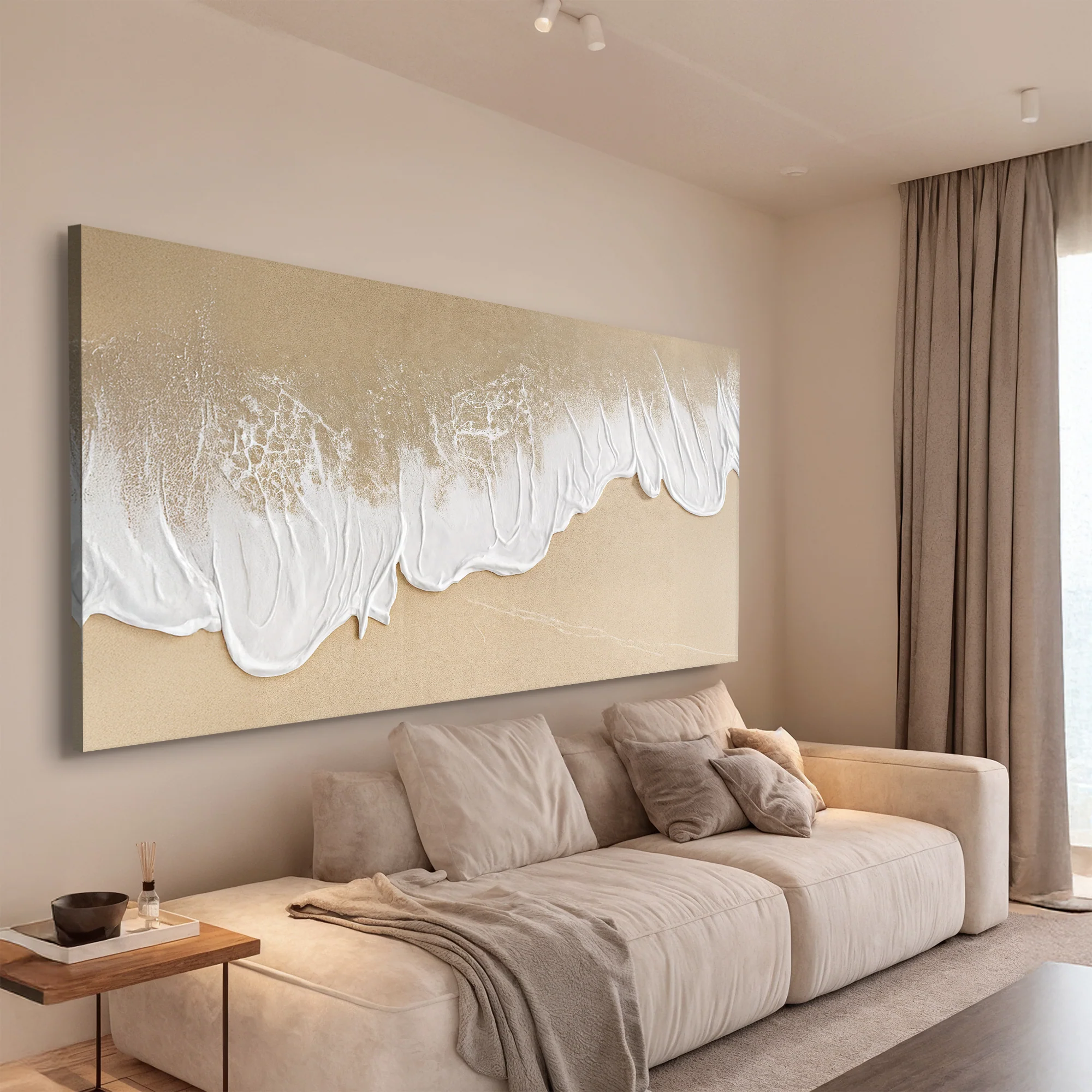 White Waves on Brown Sand Wall Art III - Image 2