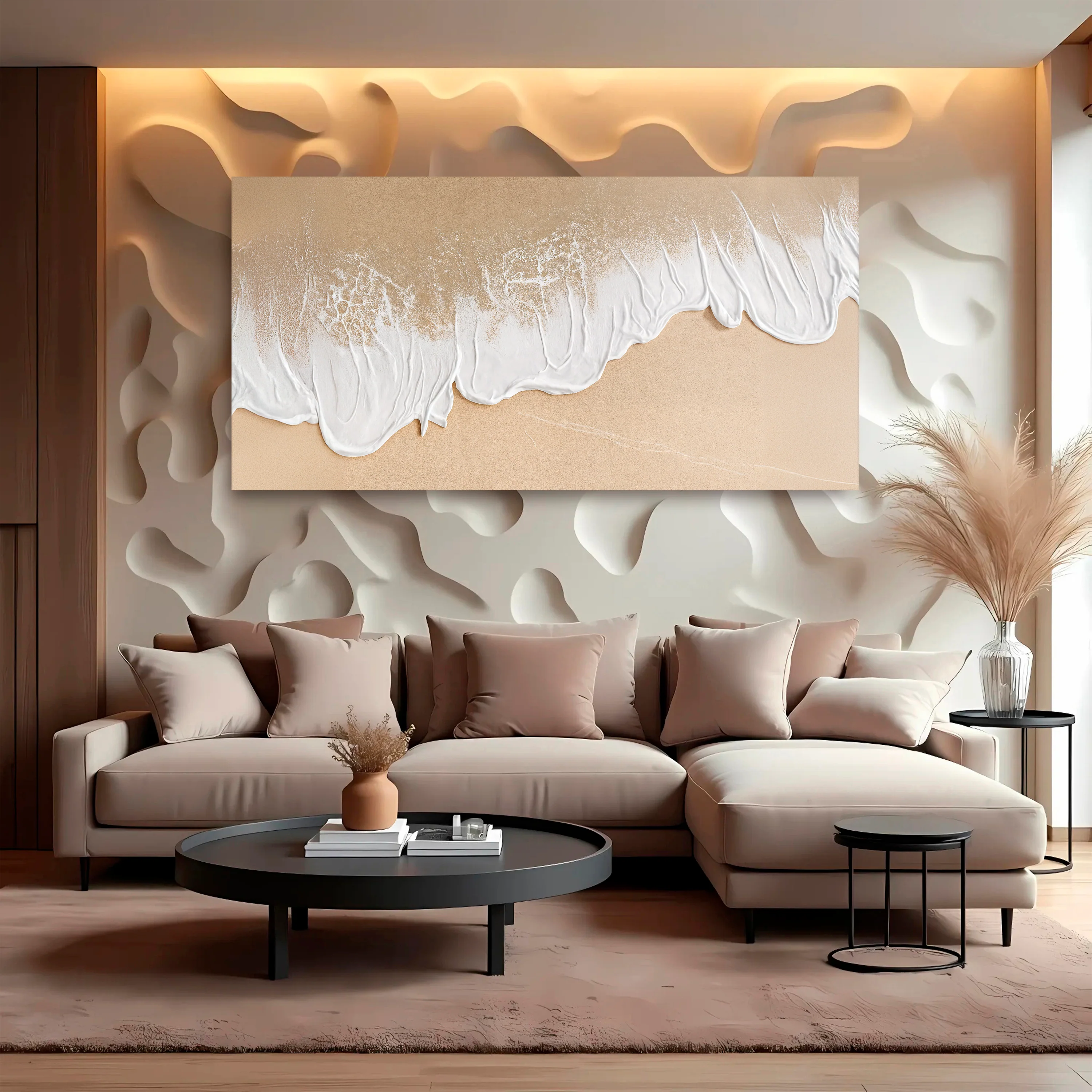 White Waves on Brown Sand Wall Art III - Image 3
