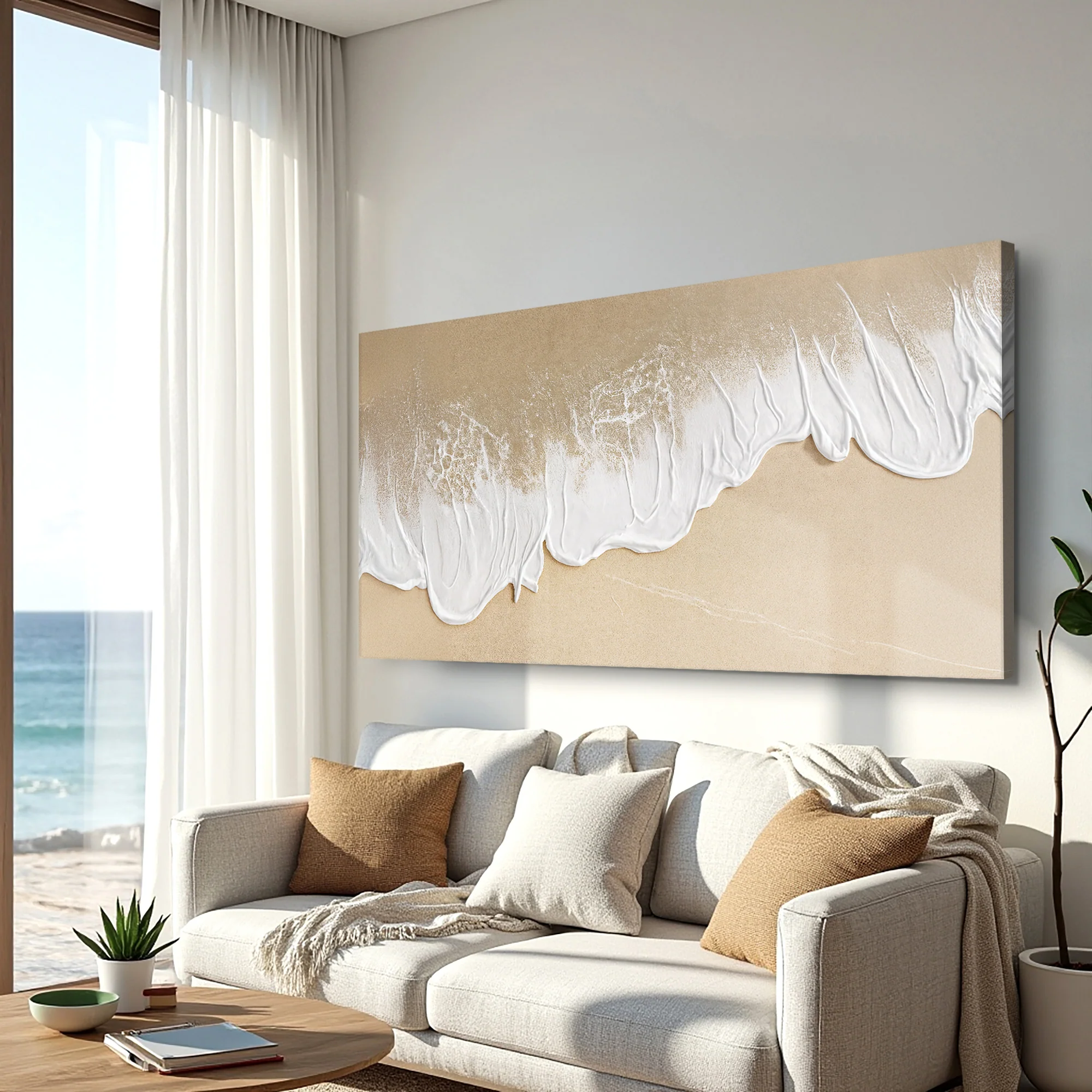 White Waves on Brown Sand Wall Art III - Image 4