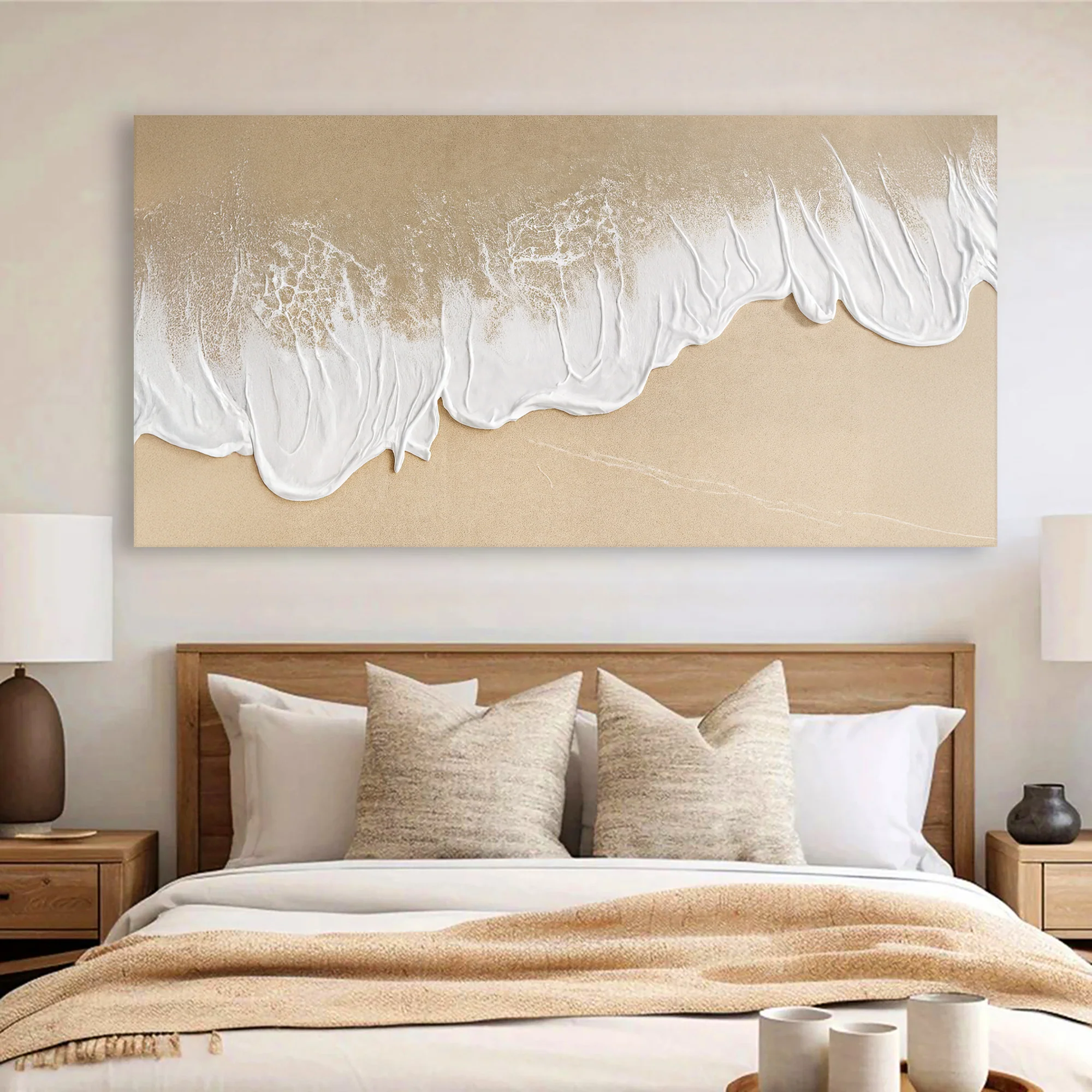 White Waves on Brown Sand Wall Art III - Image 5