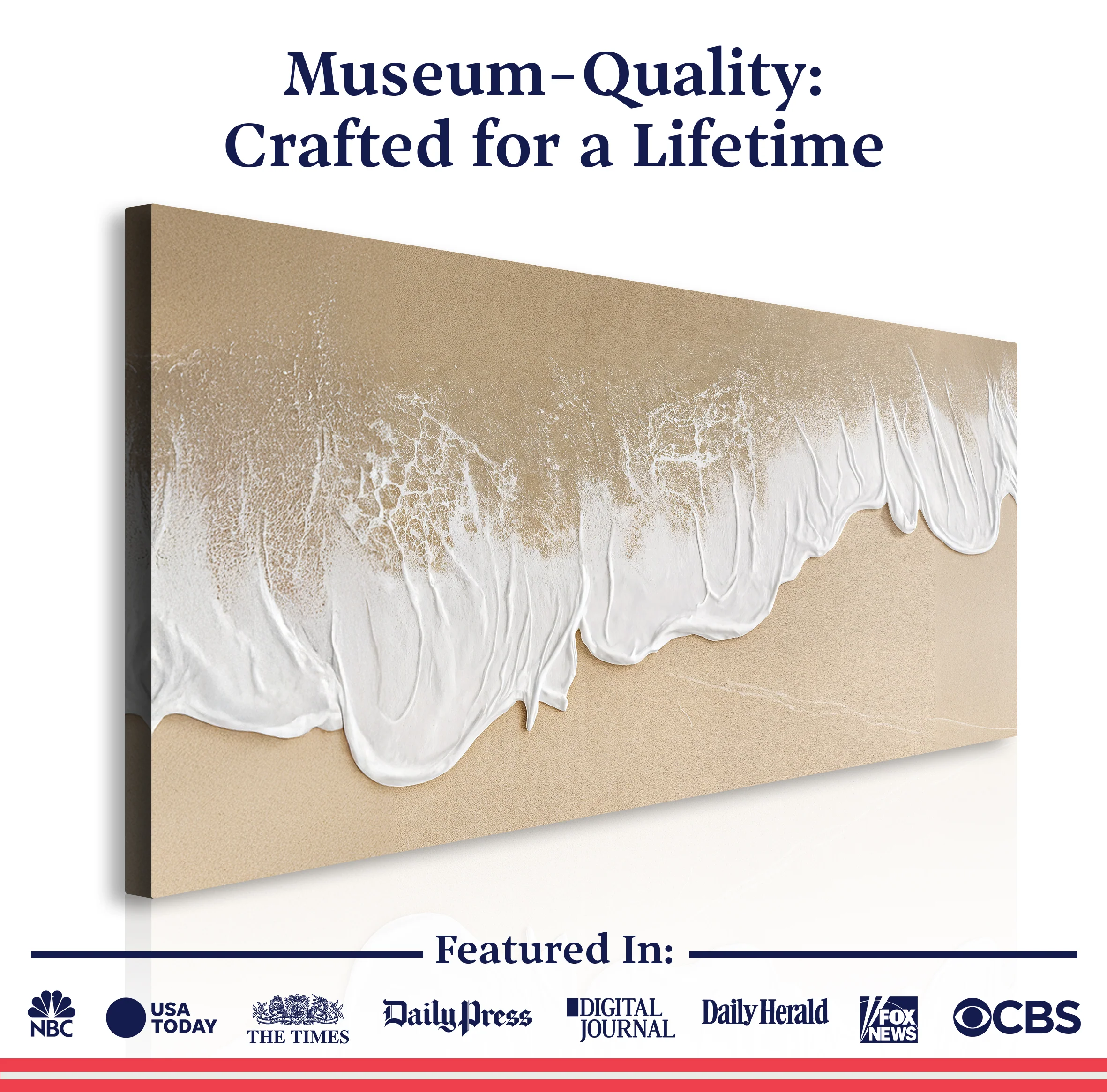White Waves on Brown Sand Wall Art III - Image 6