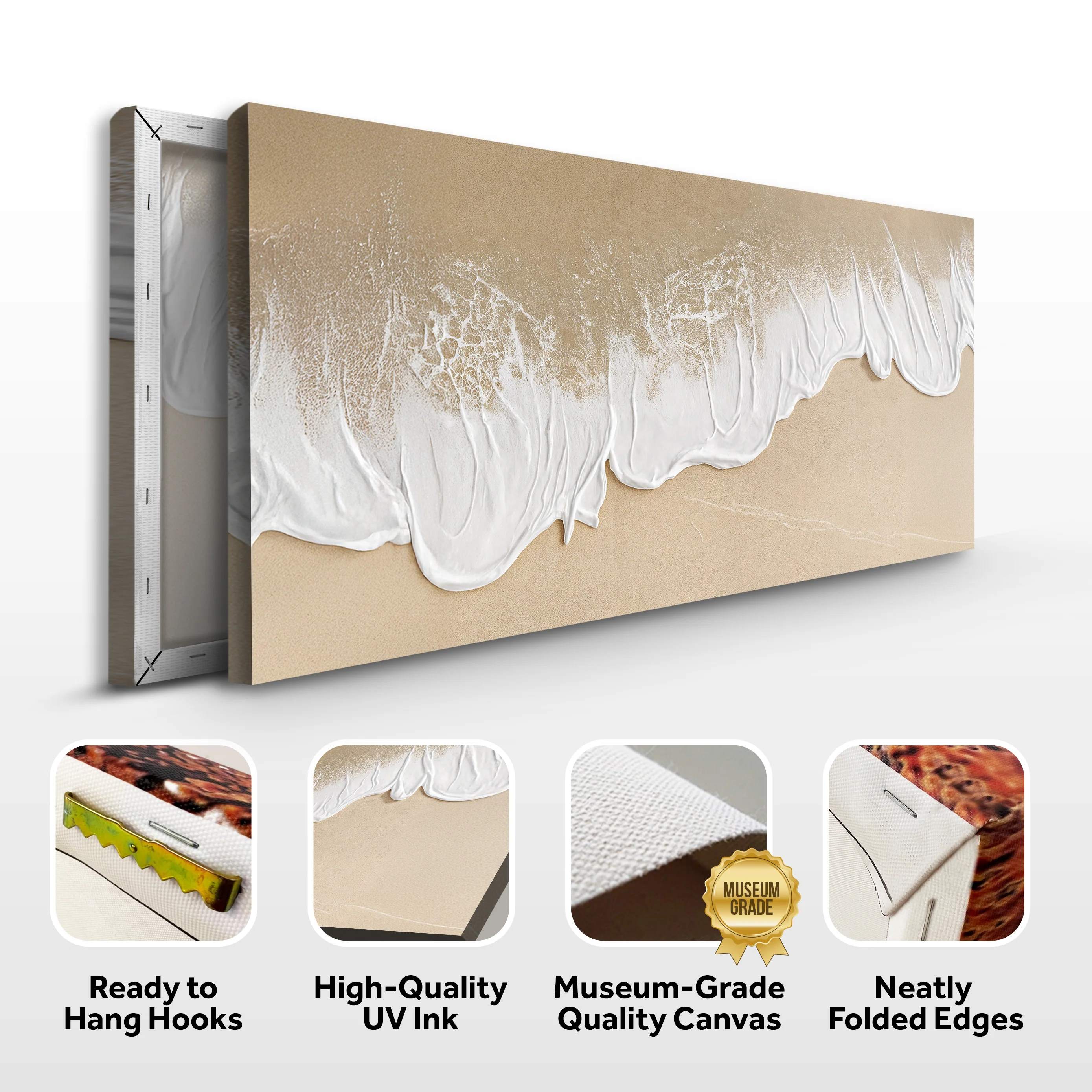 White Waves on Brown Sand Wall Art III - Image 8