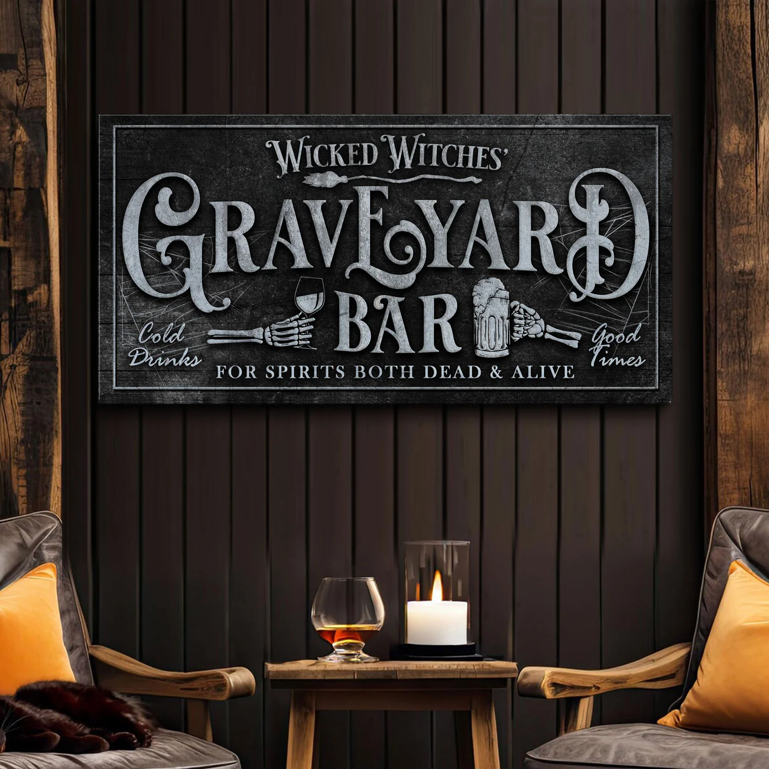 Wicked Witches' Graveyard Bar Halloween Sign II - Image 3