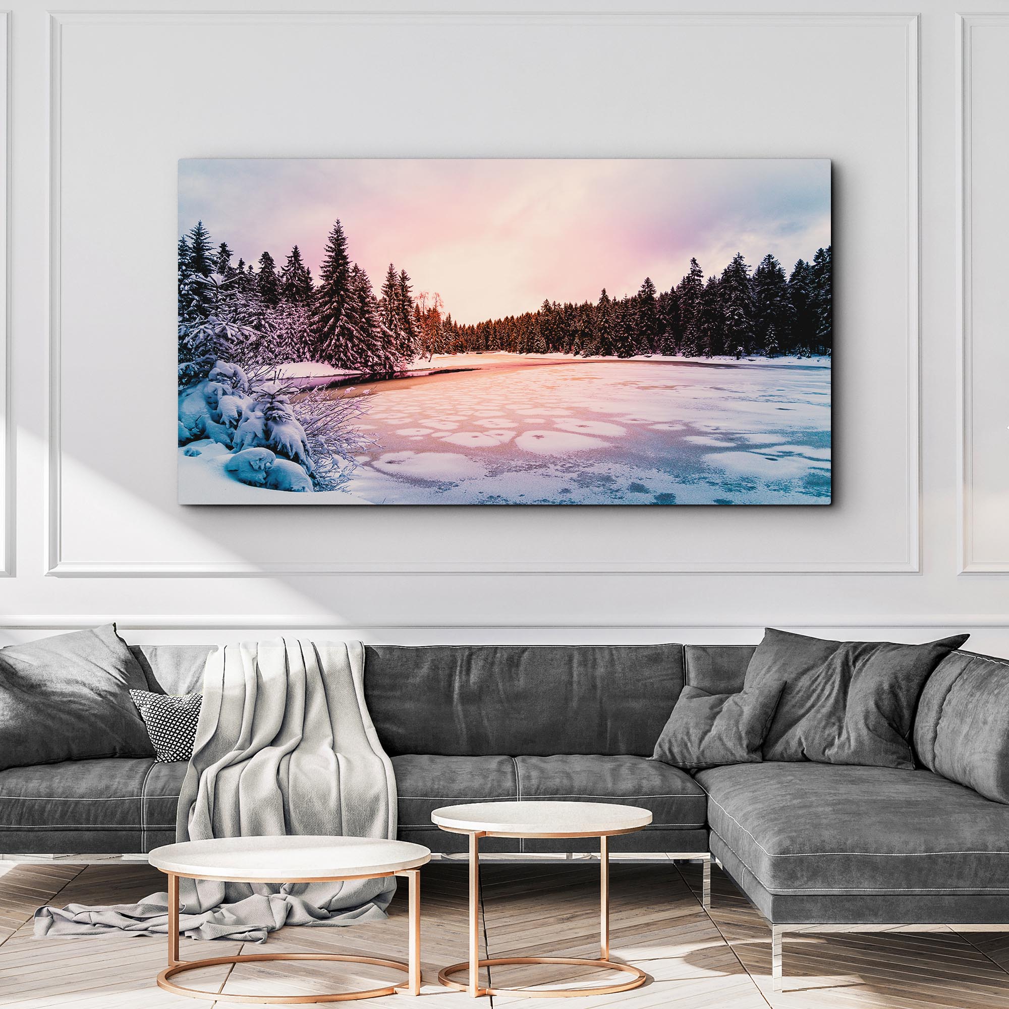 Winter Lake Wonderland Canvas Wall Art - Image 3