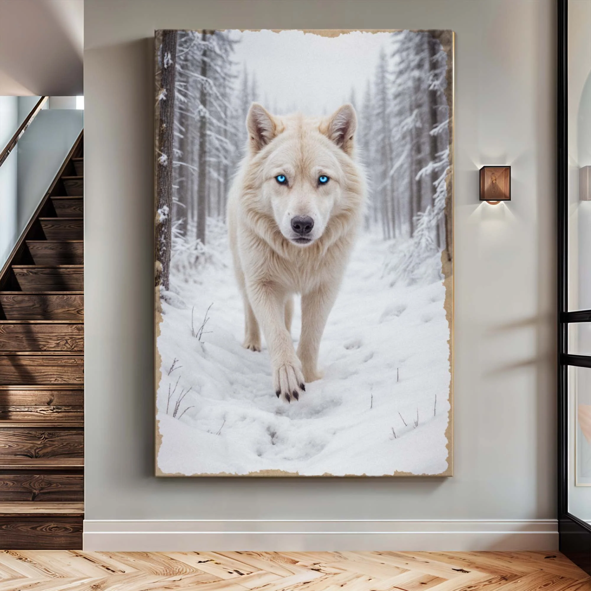 Winter’s Silent Hunter Wolf Wall Art - Image 2