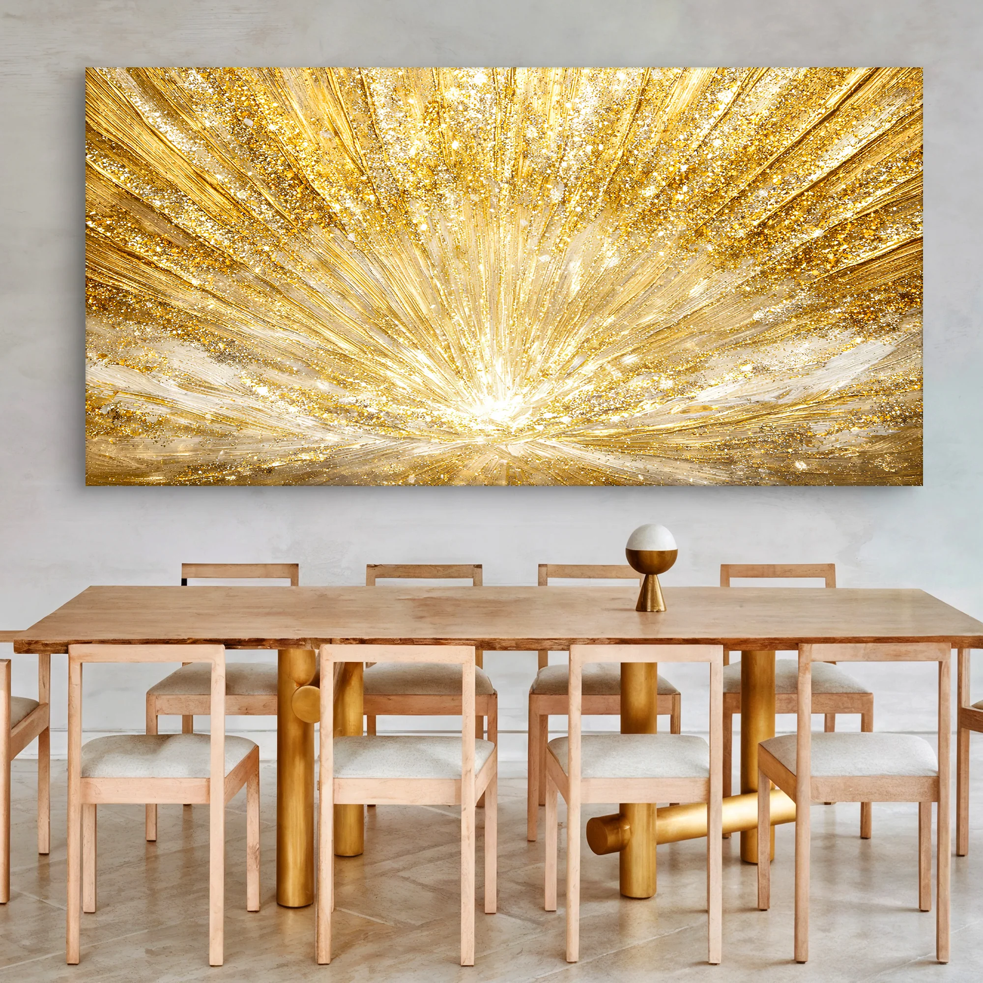 Golden Radiant Sun Abstract Wall Art - Image 3