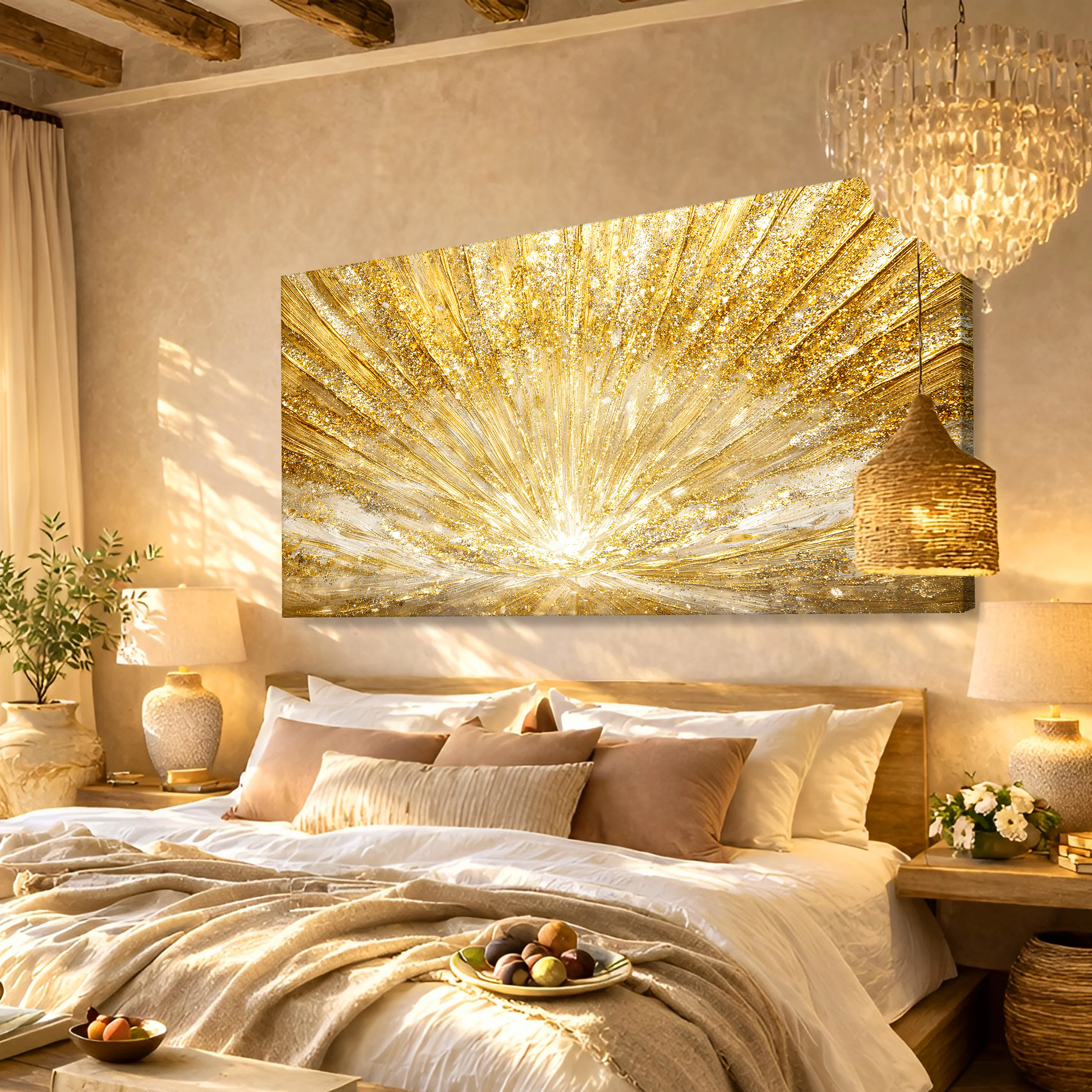 Golden Radiant Sun Abstract Wall Art - Image 4