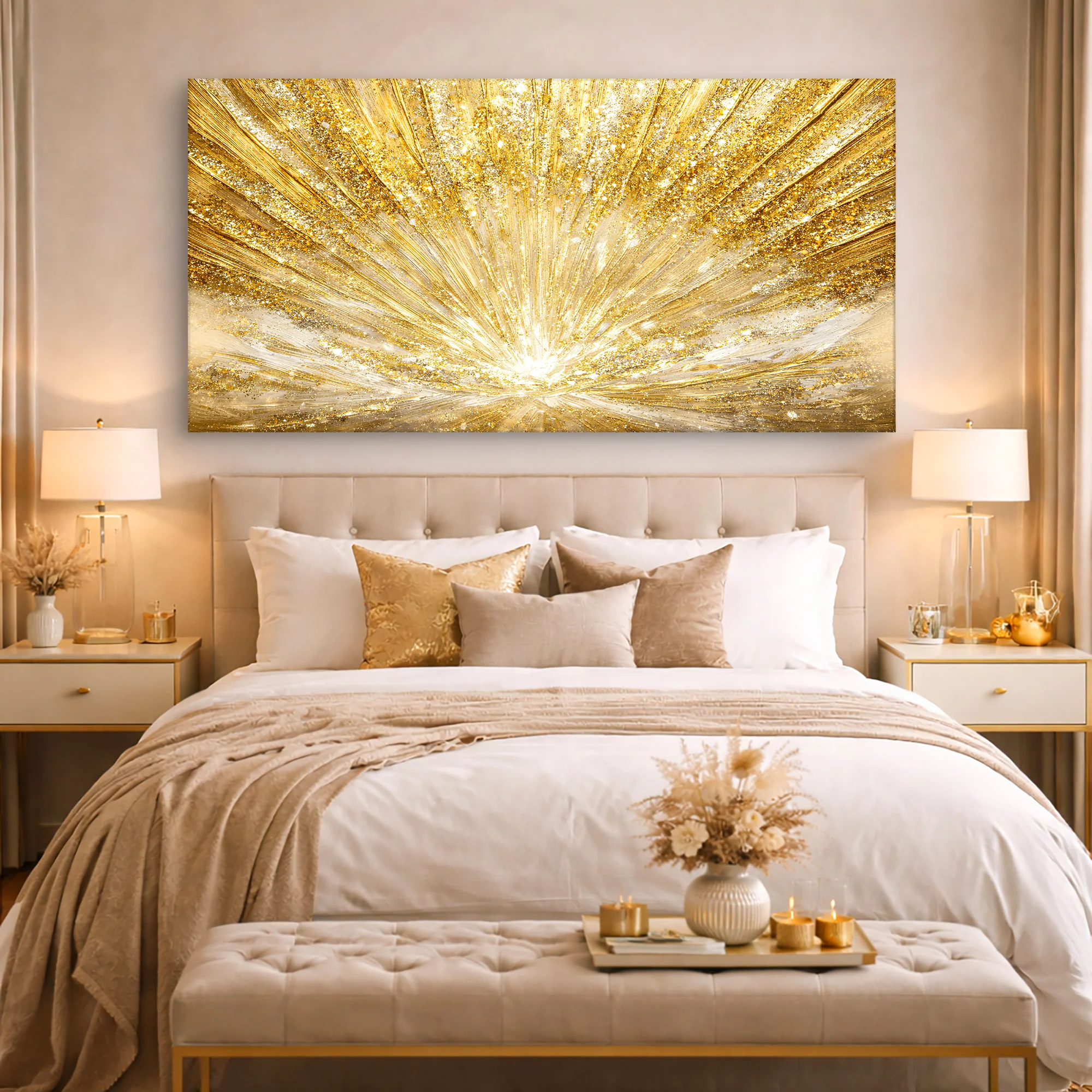 Golden Radiant Sun Abstract Wall Art - Image 5