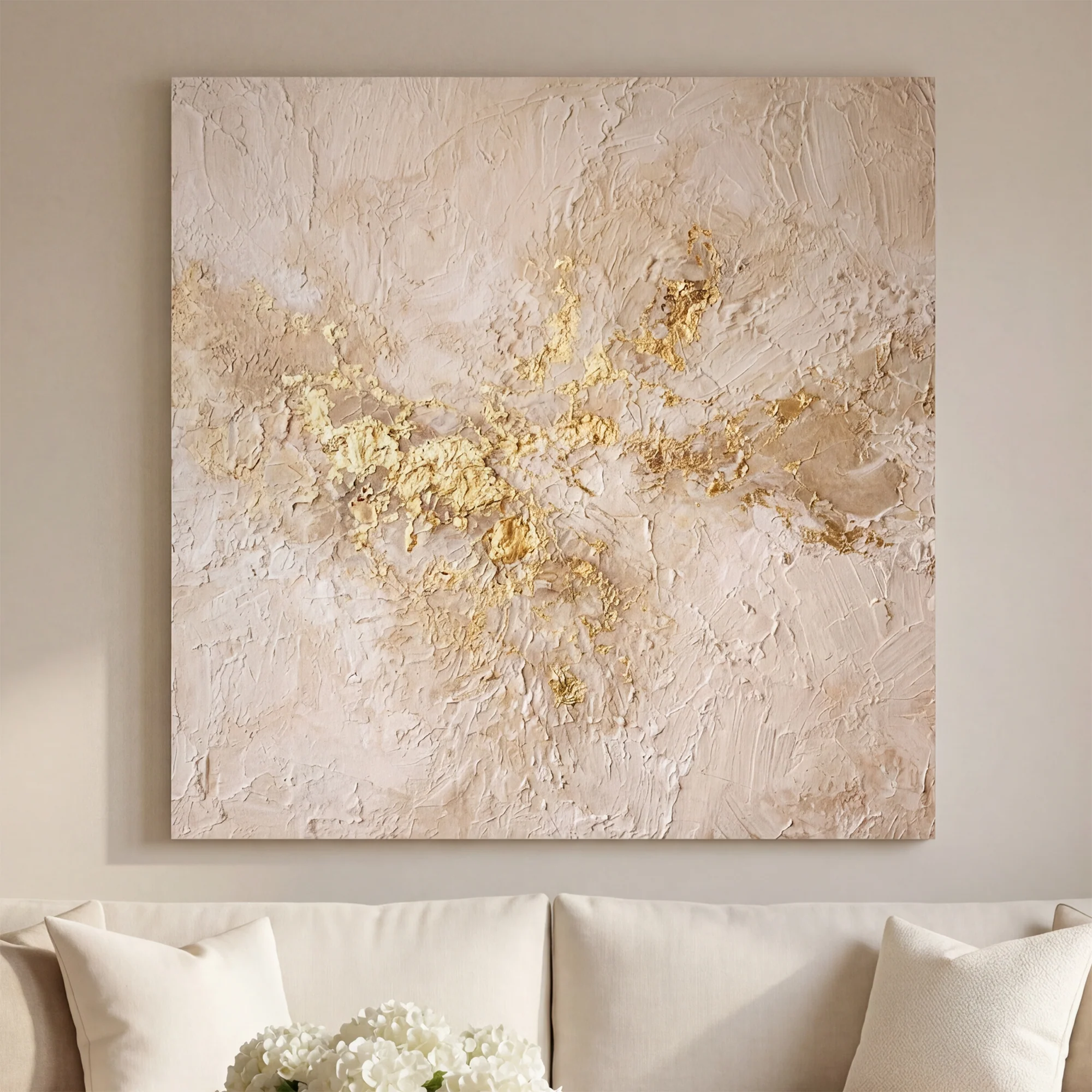 Cream & Gold Plaster Wall Art