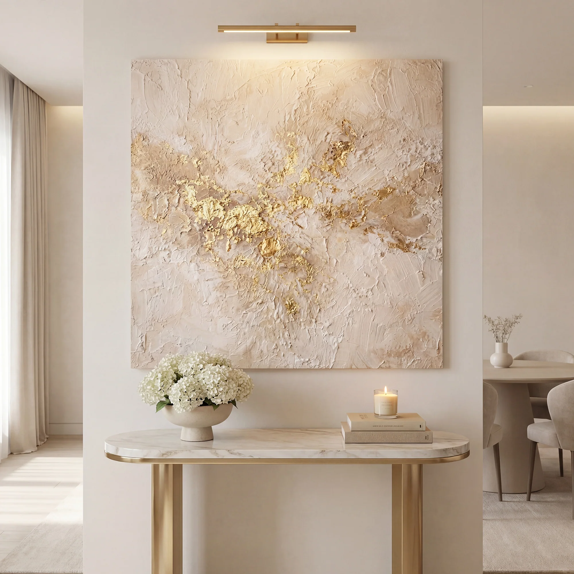 Cream & Gold Plaster Wall Art - Image 3