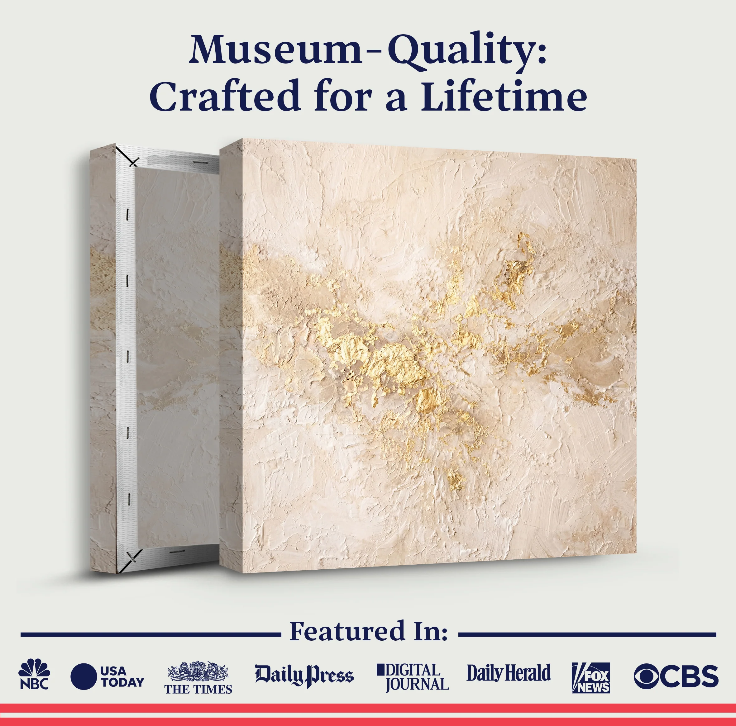 Cream & Gold Plaster Wall Art - Image 6