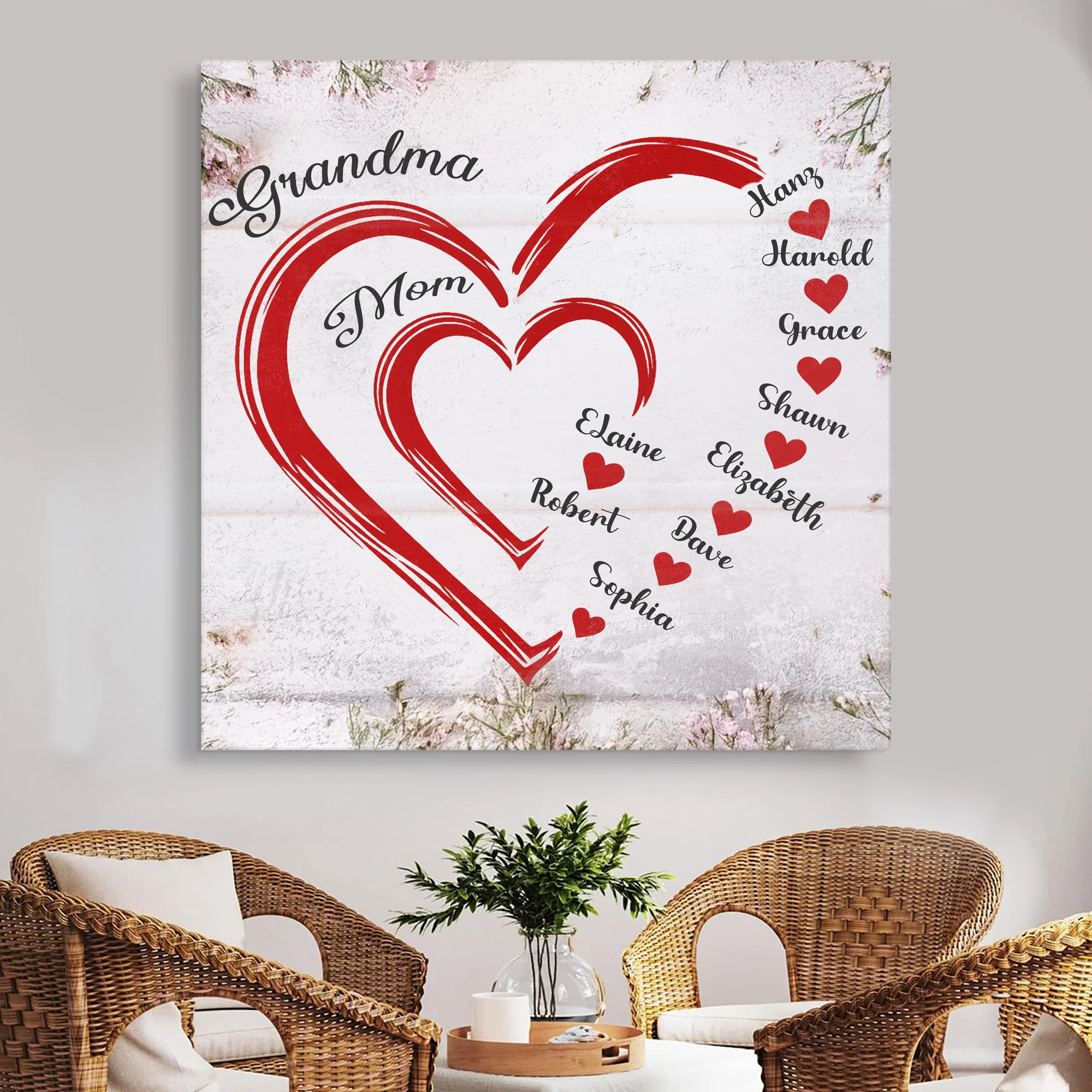 Personalize Mothers Hearts Wall Sign