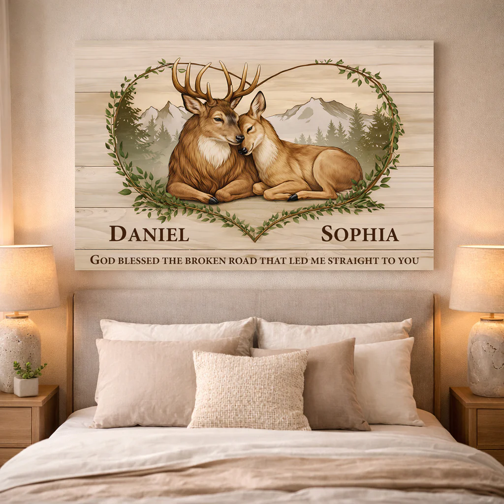 God Bless the Broken Road That Led Me to You Deer Sign - Image 3