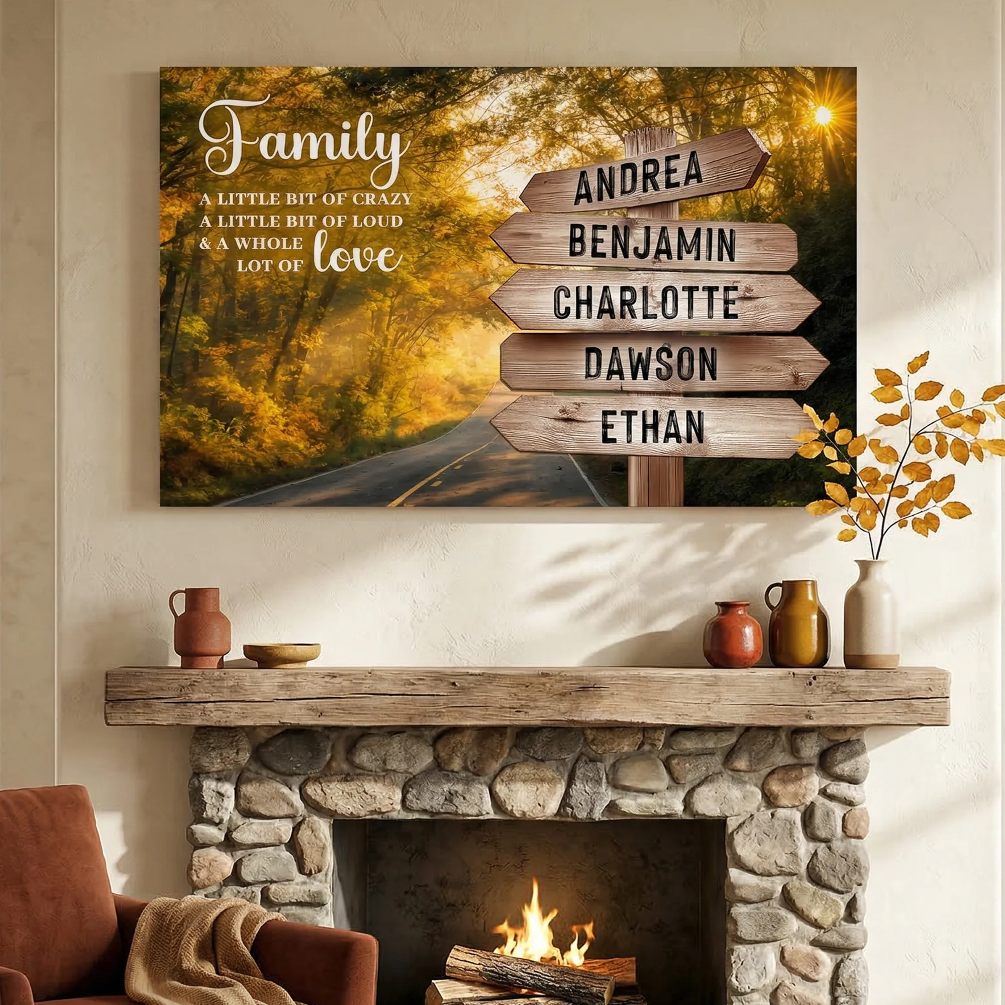 Family Whole Lot Of Love Autumn Road Wall Sign - Image 3
