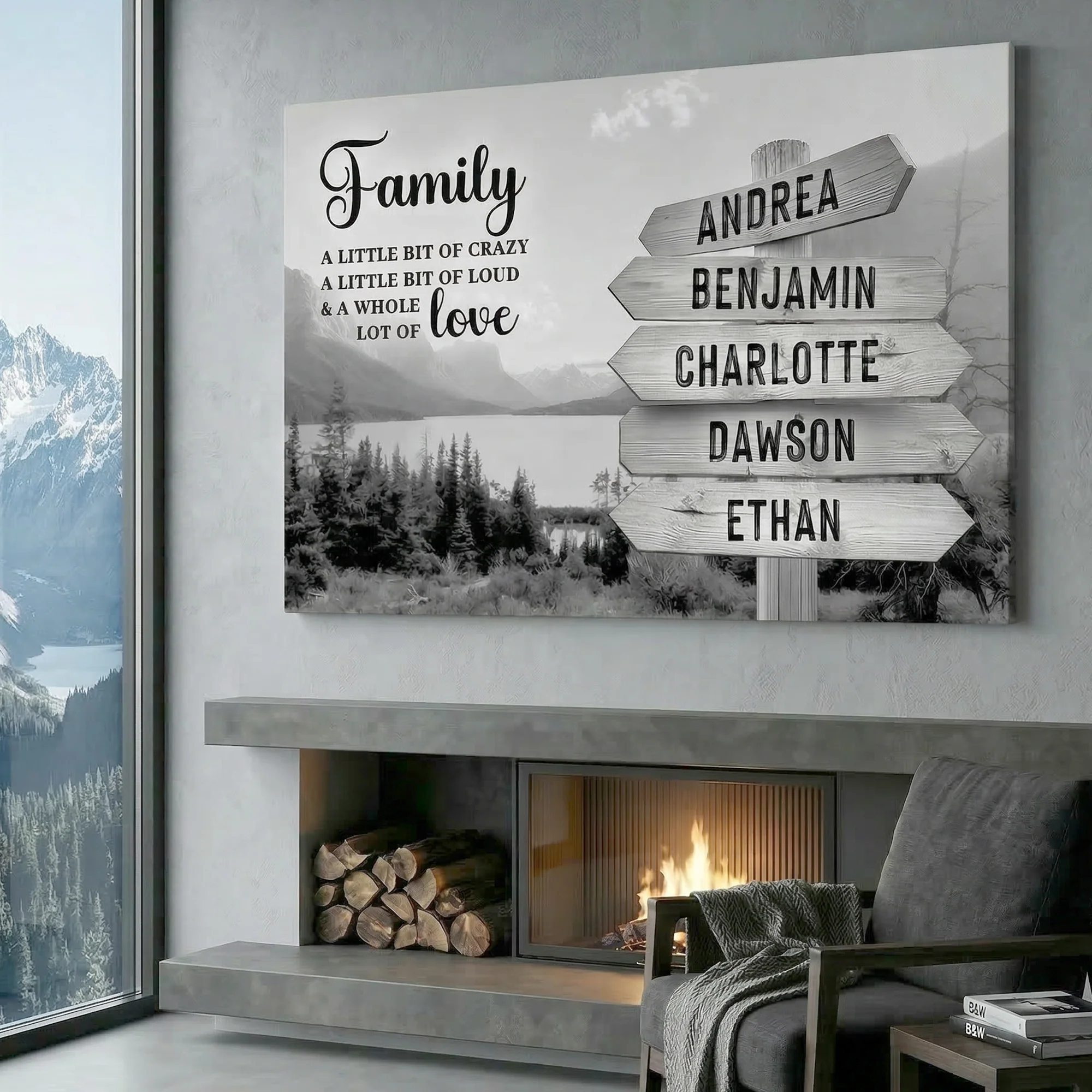 Family Whole Lot Of Love Grey Mountain Wall Sign - Image 3