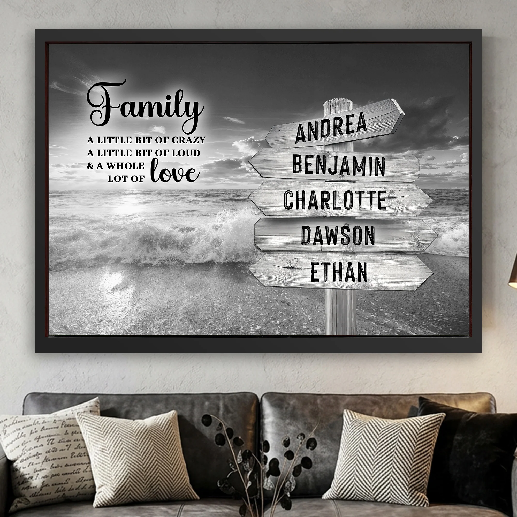 Family Whole Lot Of Love Grey Ocean Sunset Wall Sign - Image 15