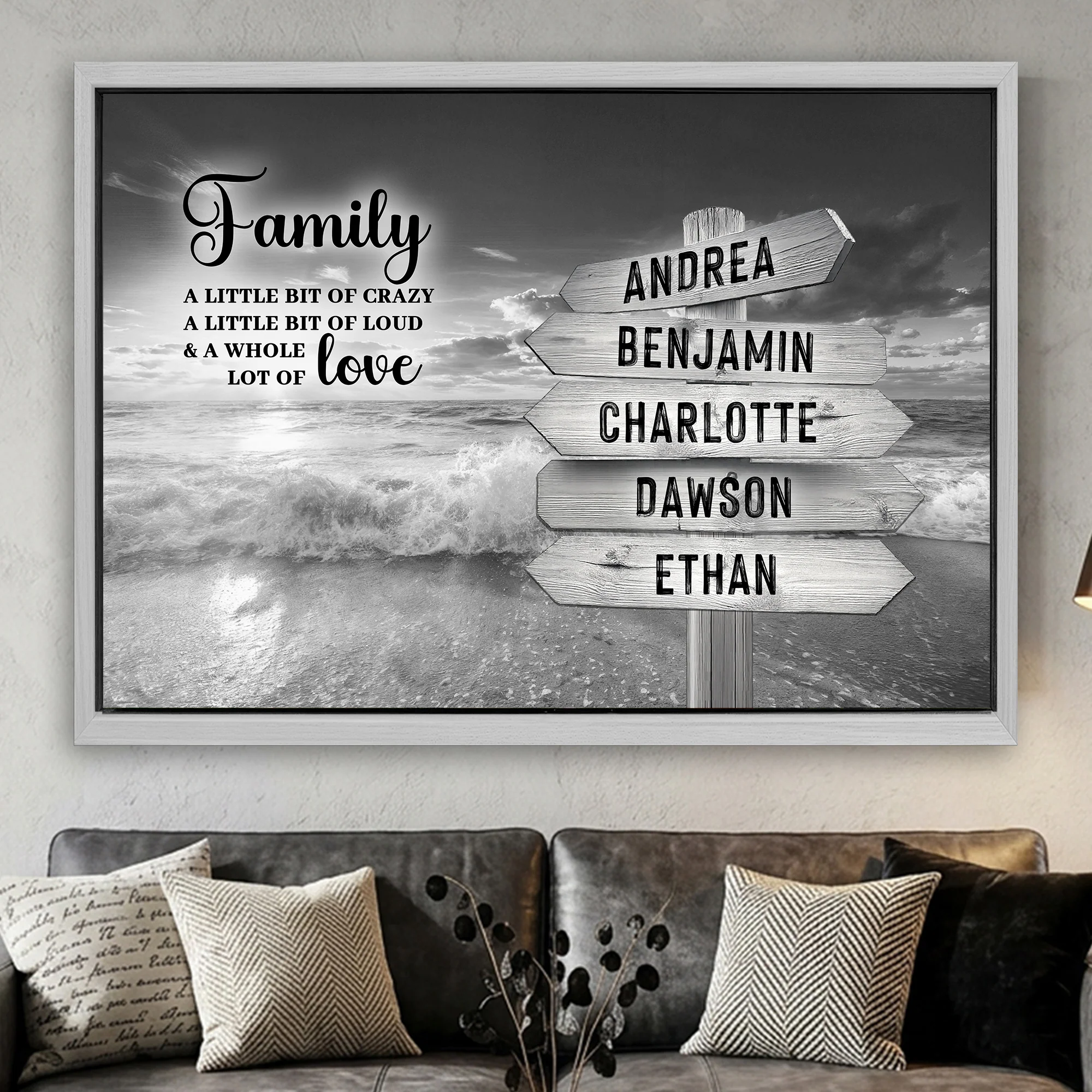 Family Whole Lot Of Love Grey Ocean Sunset Wall Sign - Image 17