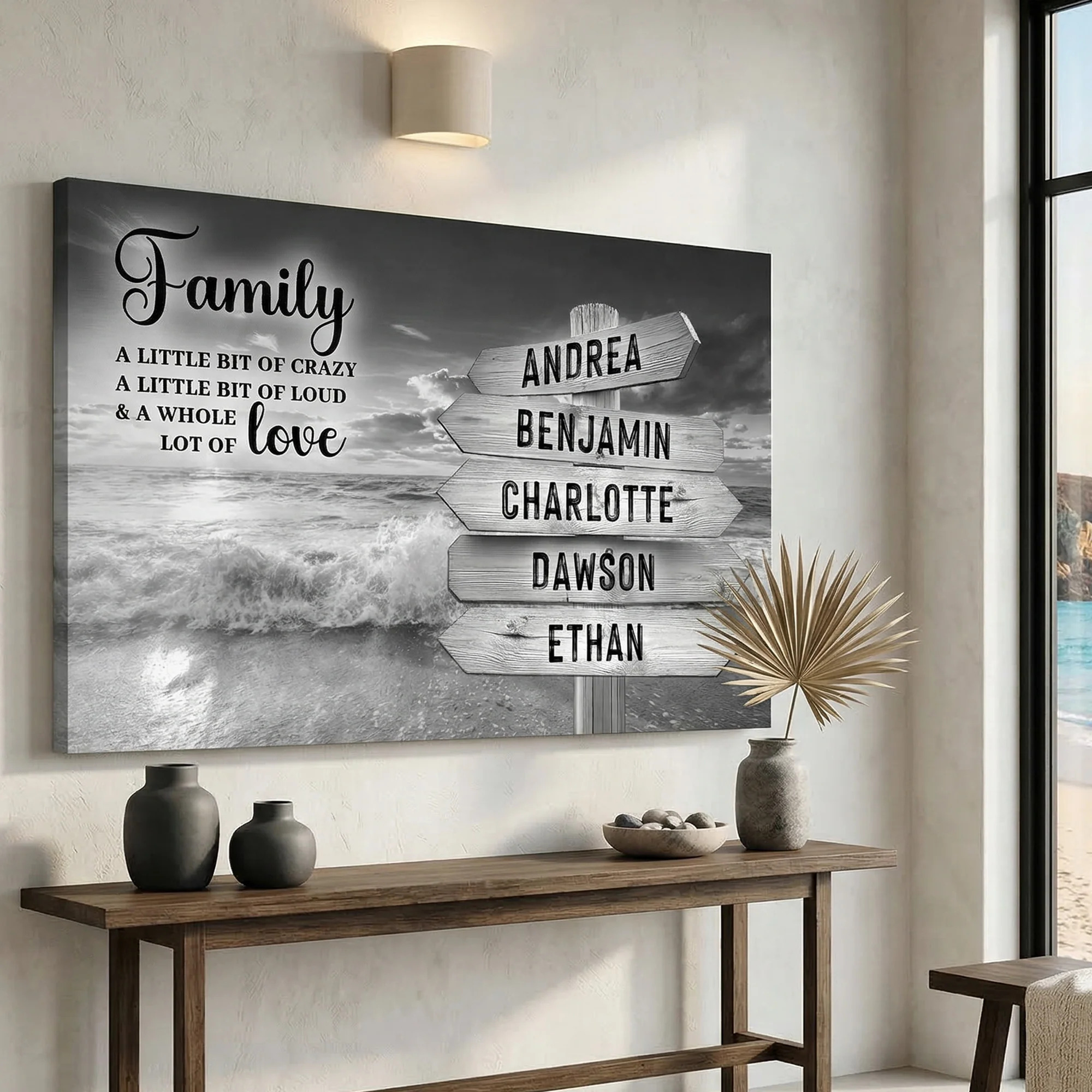 Family Whole Lot Of Love Grey Ocean Sunset Wall Sign - Image 2