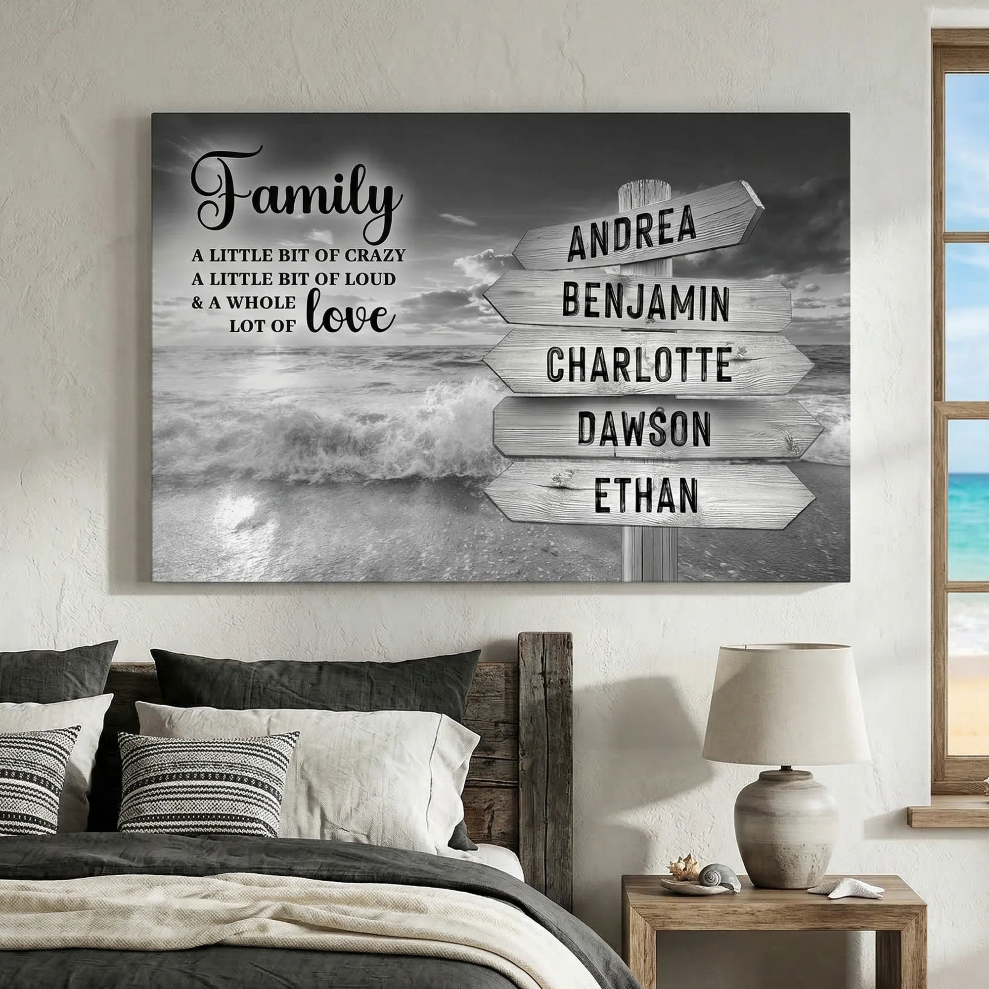 Family Whole Lot Of Love Grey Ocean Sunset Wall Sign - Image 3