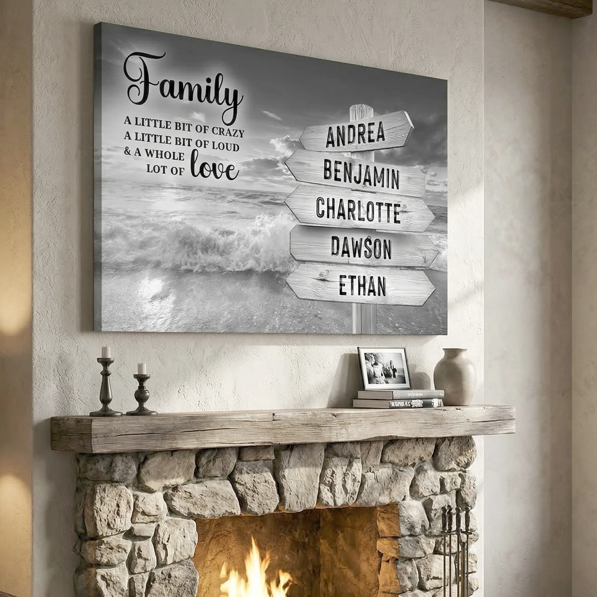 Family Whole Lot Of Love Grey Ocean Sunset Wall Sign - Image 4