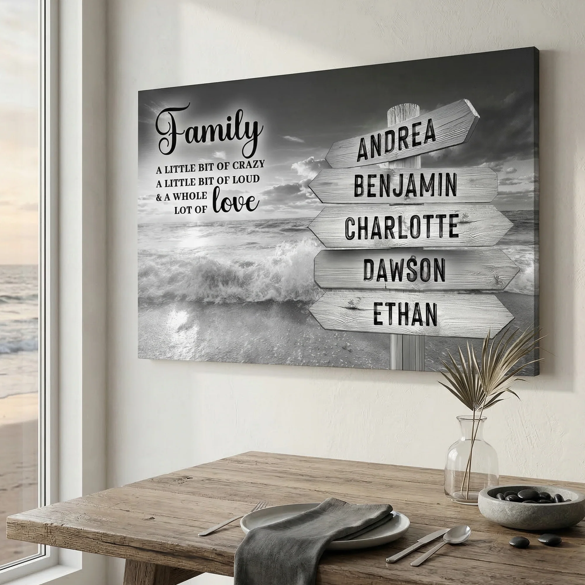 Family Whole Lot Of Love Grey Ocean Sunset Wall Sign - Image 5