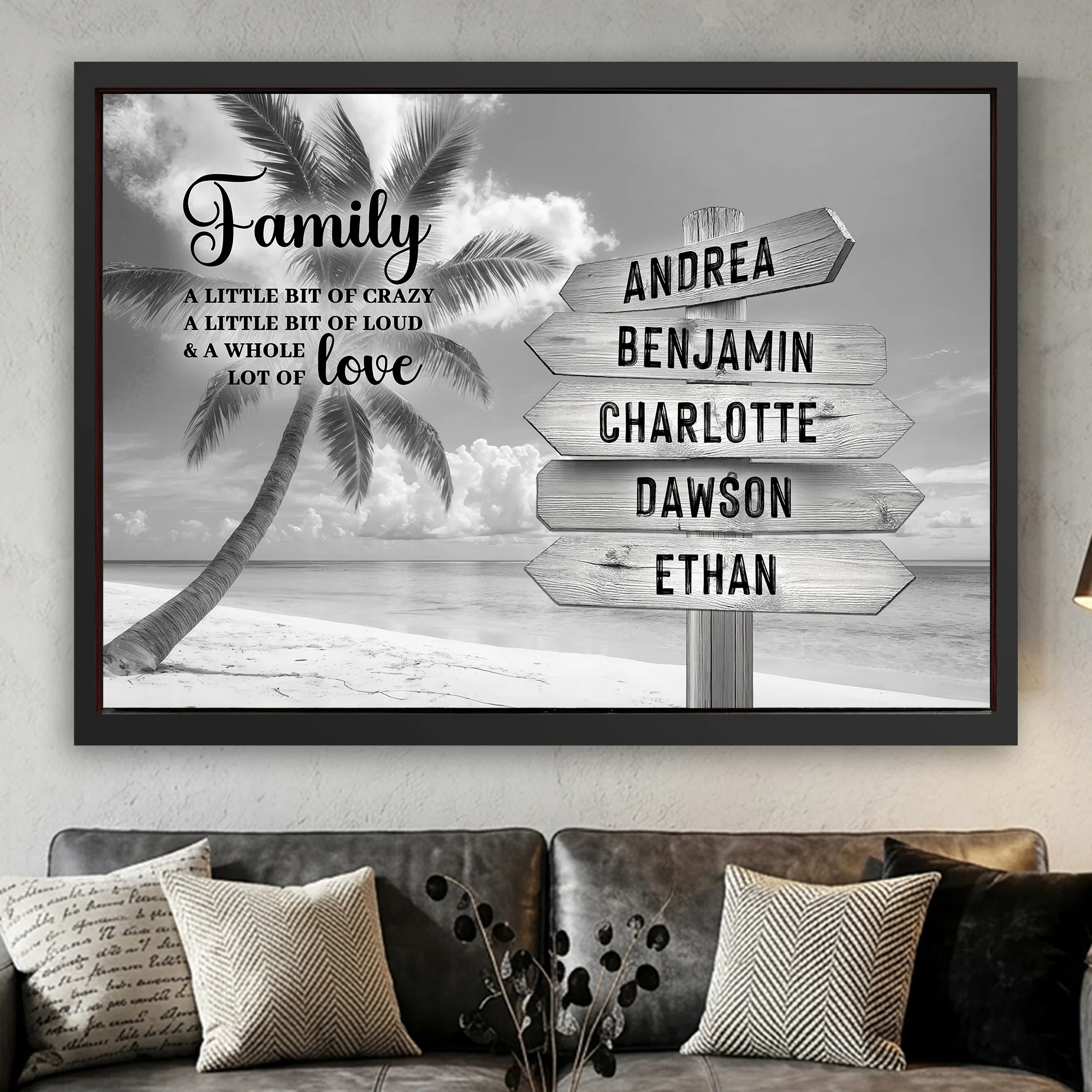 Family Whole Lot Of Love Grey Tropical Ocean Wall Sign - Image 15
