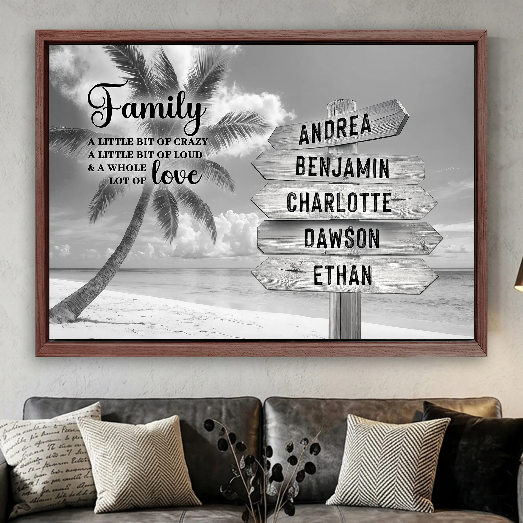 Family Whole Lot Of Love Grey Tropical Ocean Wall Sign - Image 16