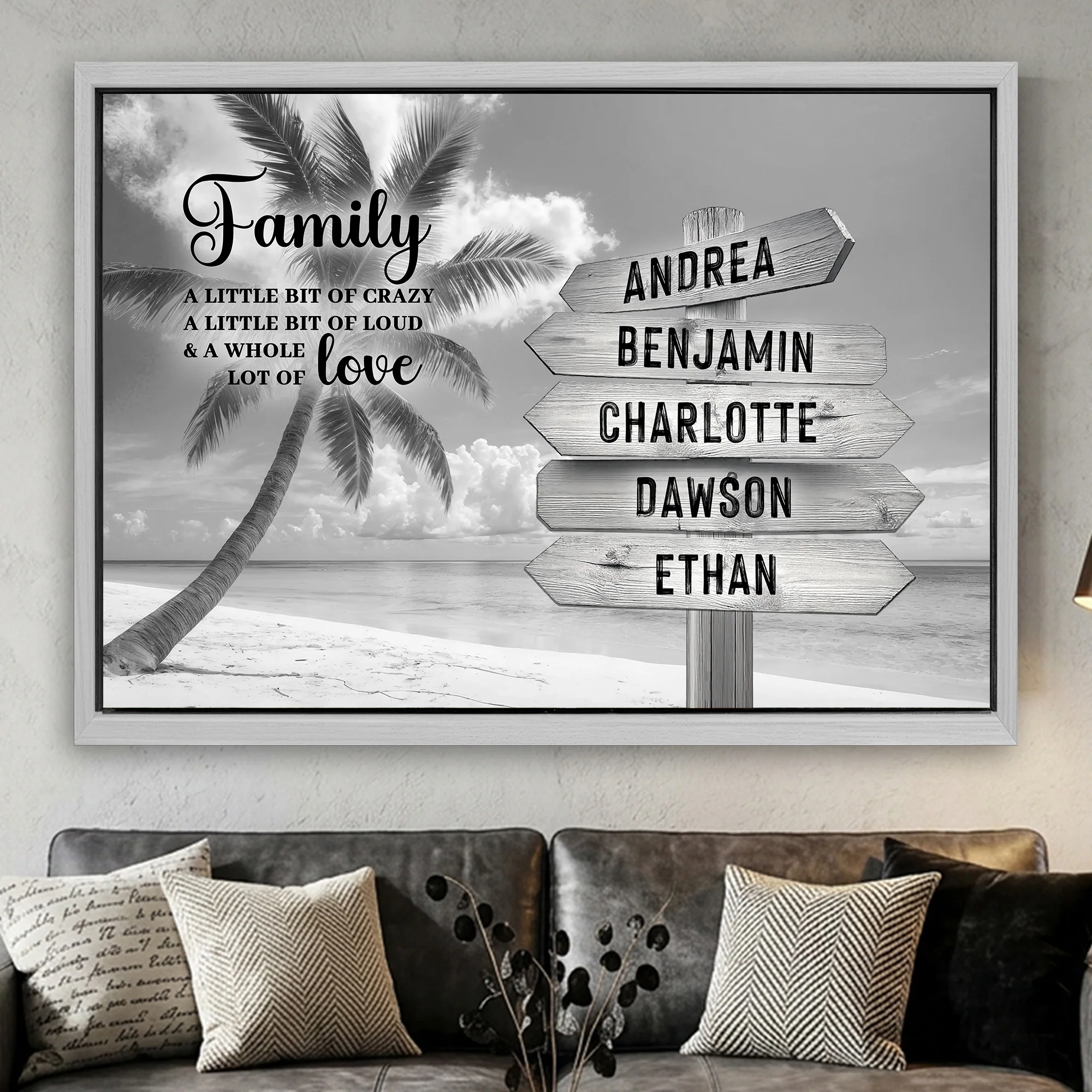 Family Whole Lot Of Love Grey Tropical Ocean Wall Sign - Image 17