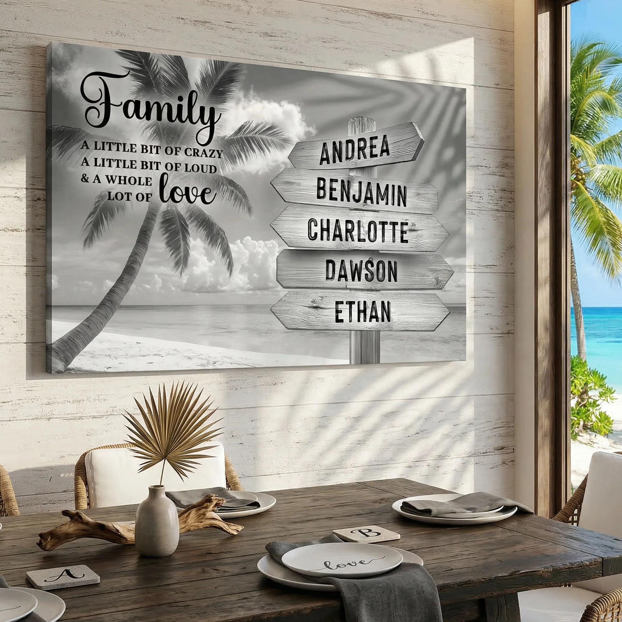 Family Whole Lot Of Love Grey Tropical Ocean Wall Sign - Image 2