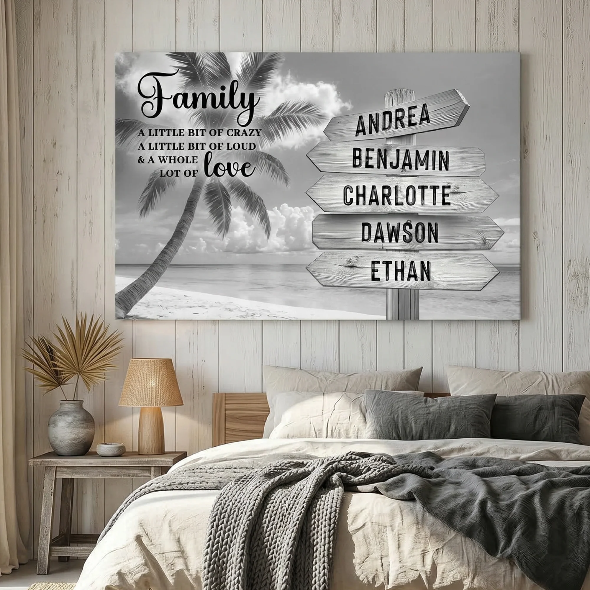 Family Whole Lot Of Love Grey Tropical Ocean Wall Sign - Image 3