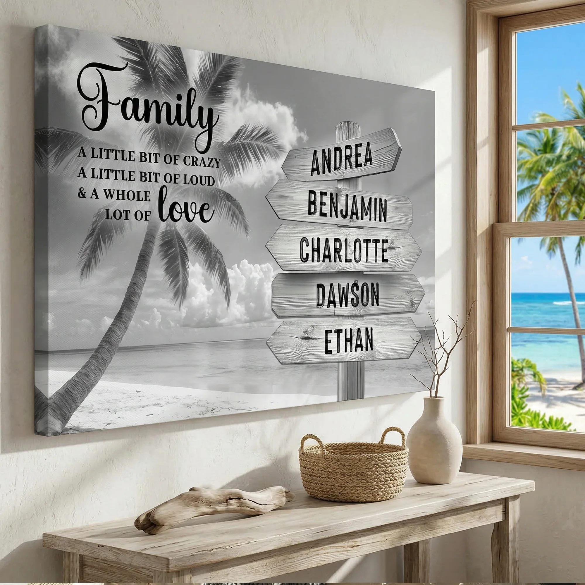 Family Whole Lot Of Love Grey Tropical Ocean Wall Sign - Image 4