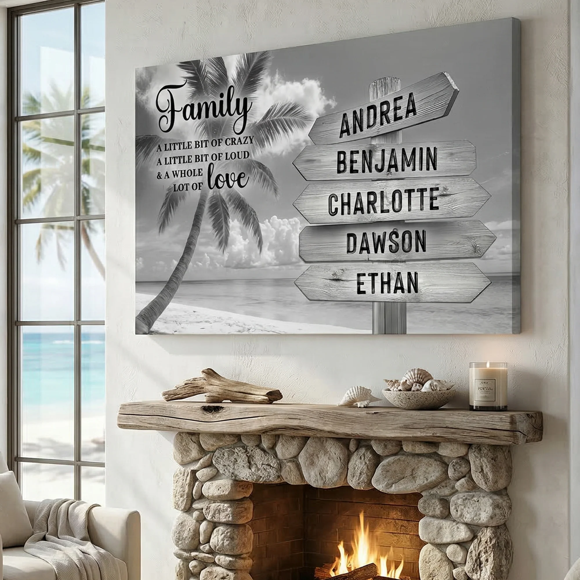 Family Whole Lot Of Love Grey Tropical Ocean Wall Sign - Image 5