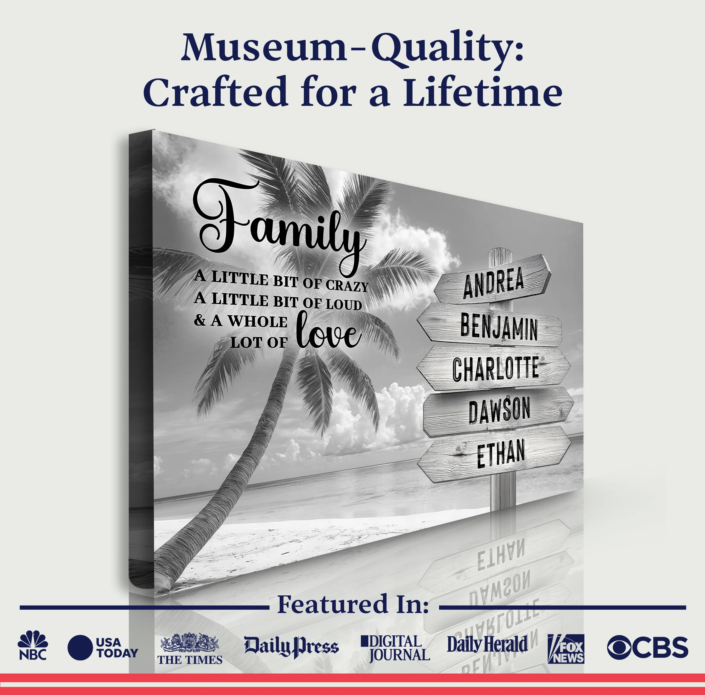 Family Whole Lot Of Love Grey Tropical Ocean Wall Sign - Image 6