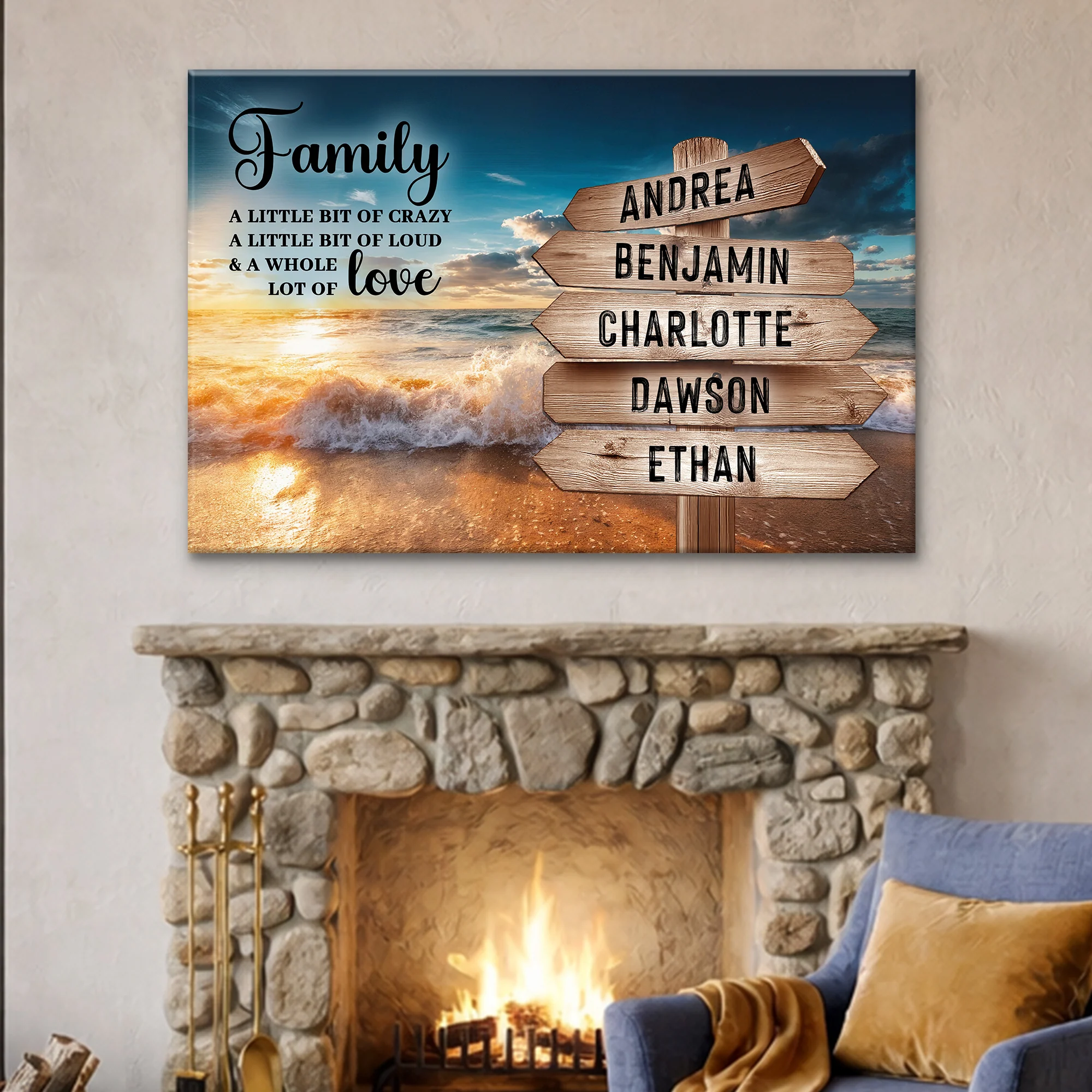 Family Whole Lot Of Love Ocean Sunset Wall Sign - Image 3