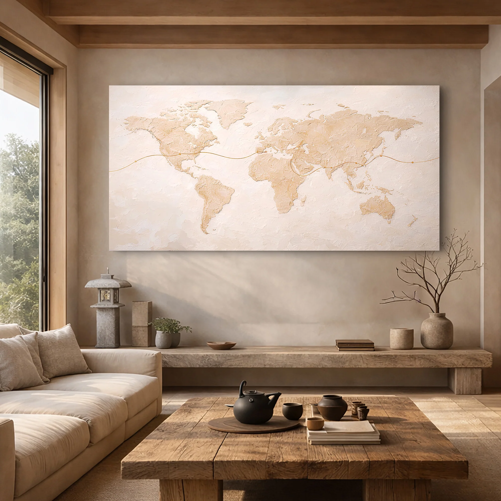 Abstract Map — Neutral Tonal Continents Wall Art - Image 3