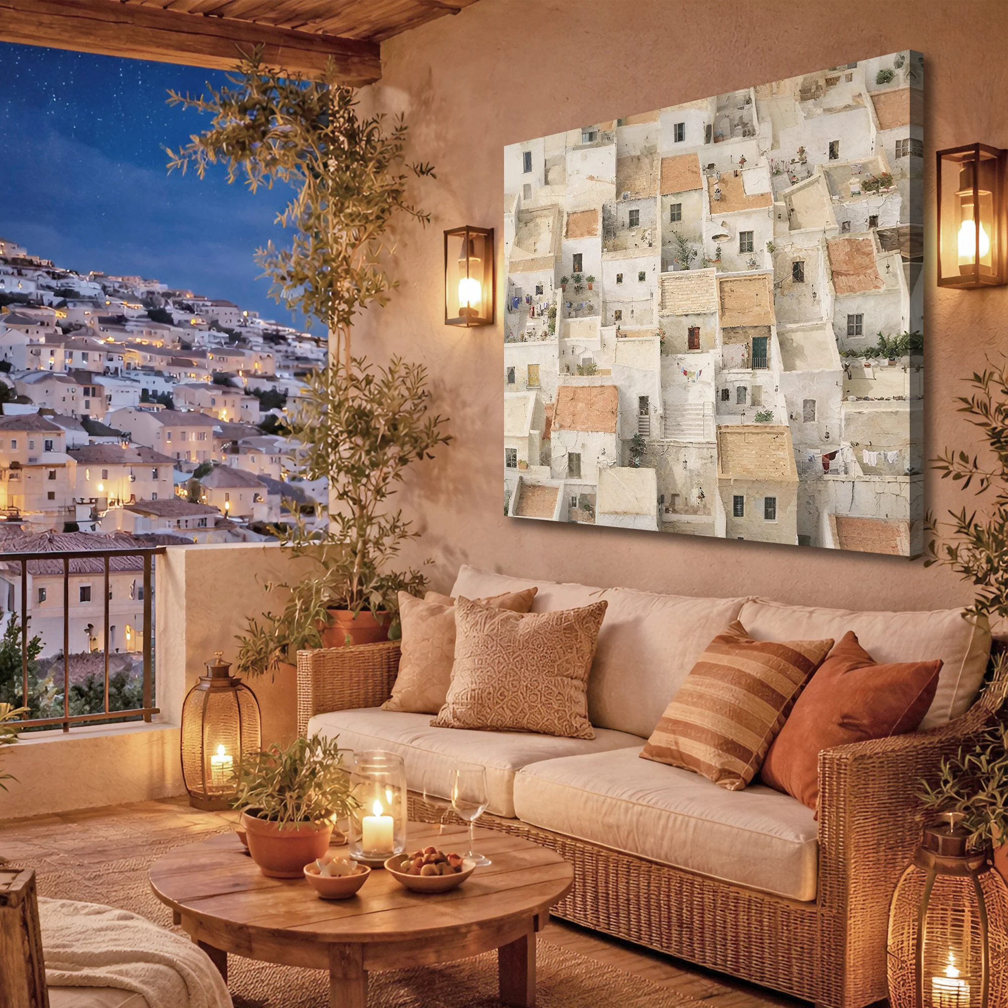 Aerial City — Textured Rooftops With Tiny Life Wall Art - Image 4