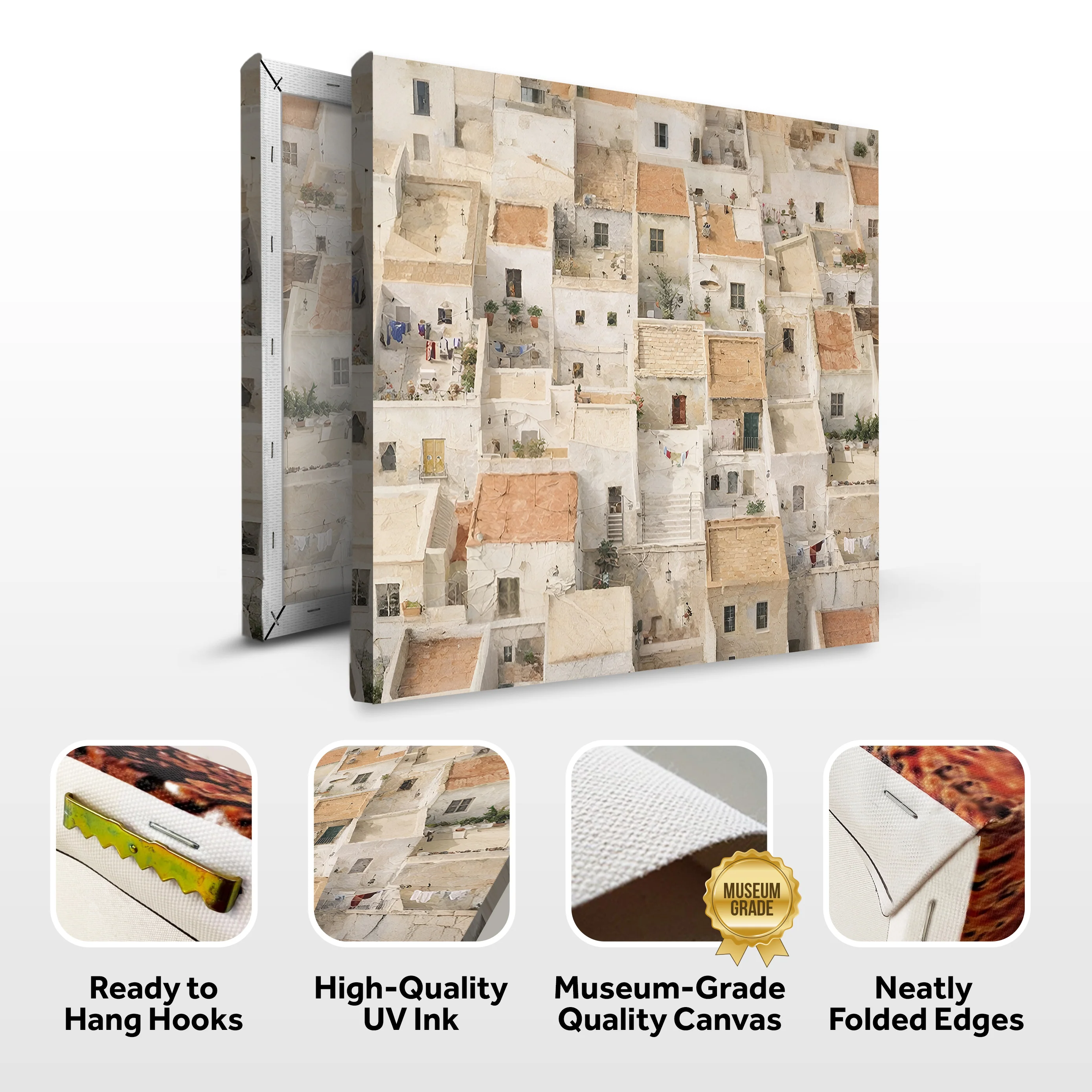 Aerial City — Textured Rooftops With Tiny Life Wall Art - Image 8