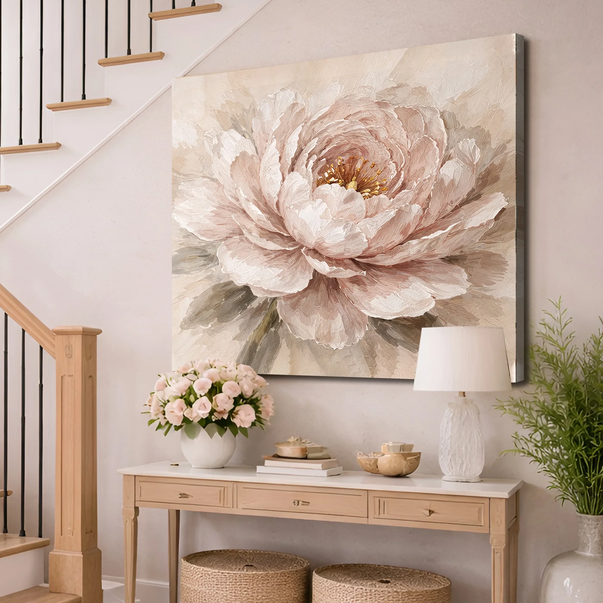 Impasto Peony Close-Up — Single Bloom Wall Art - Image 2