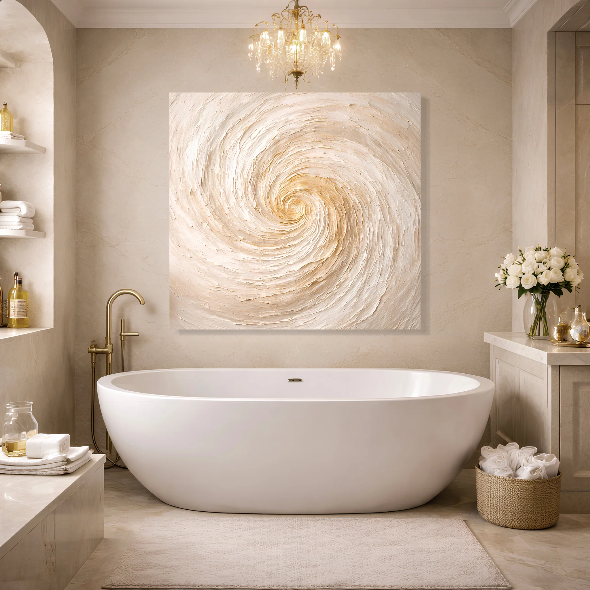 Neutral Gold Abstract — Large Spiral Wall Art - Image 3