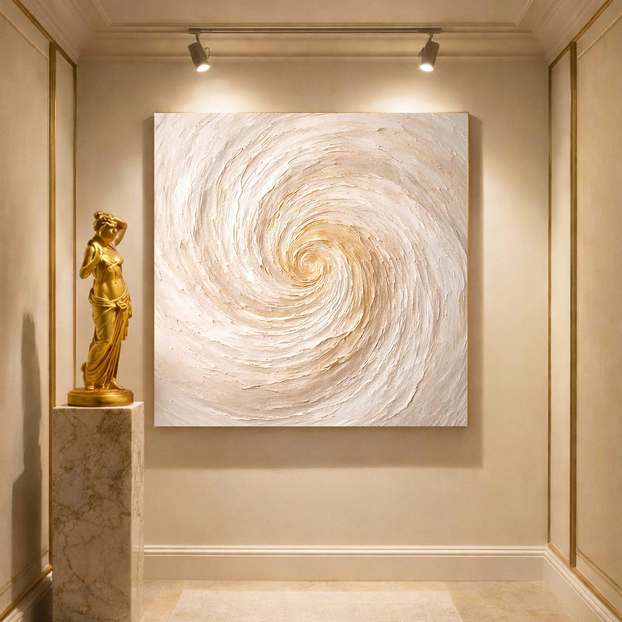 Neutral Gold Abstract — Large Spiral Wall Art - Image 5