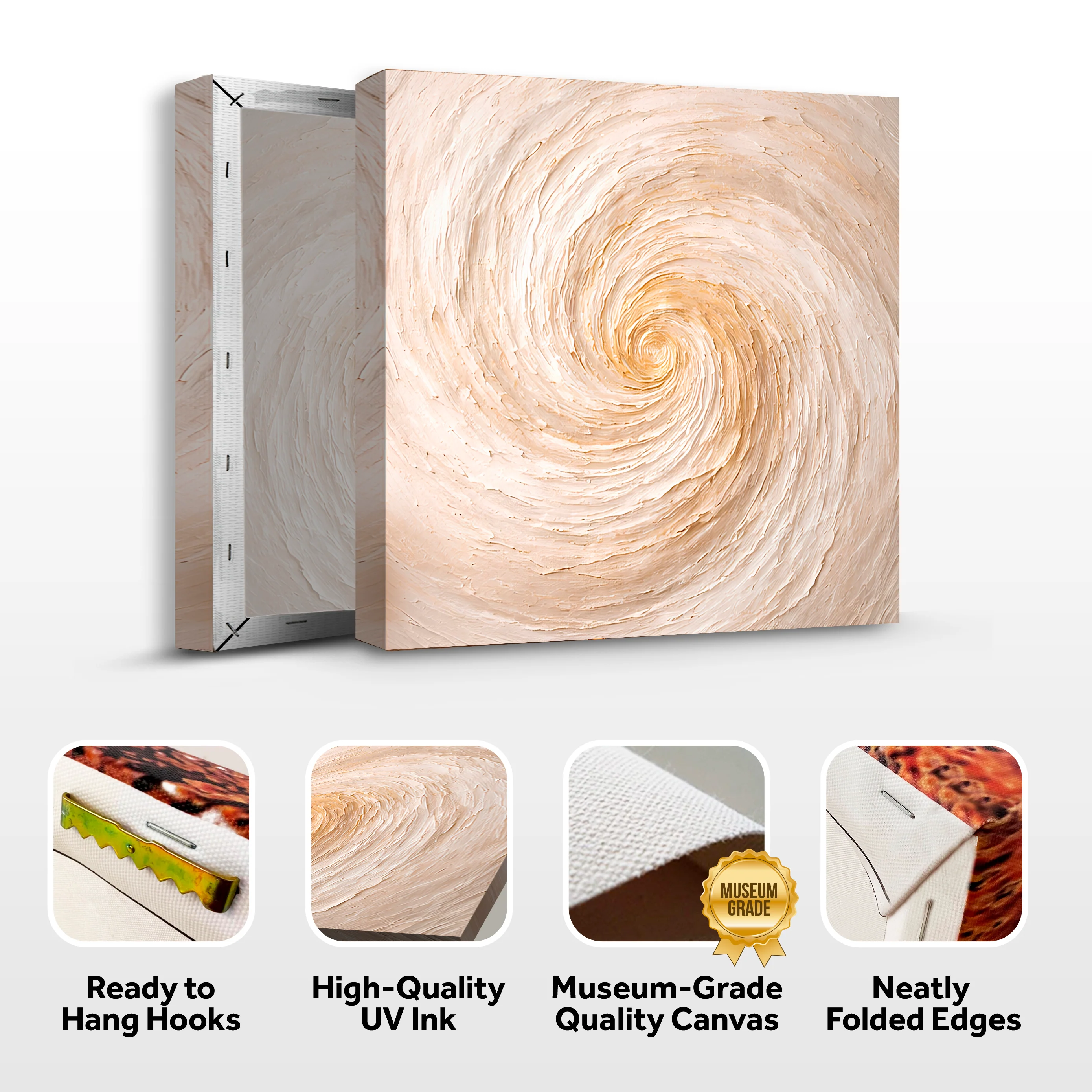 Neutral Gold Abstract — Large Spiral Wall Art - Image 8