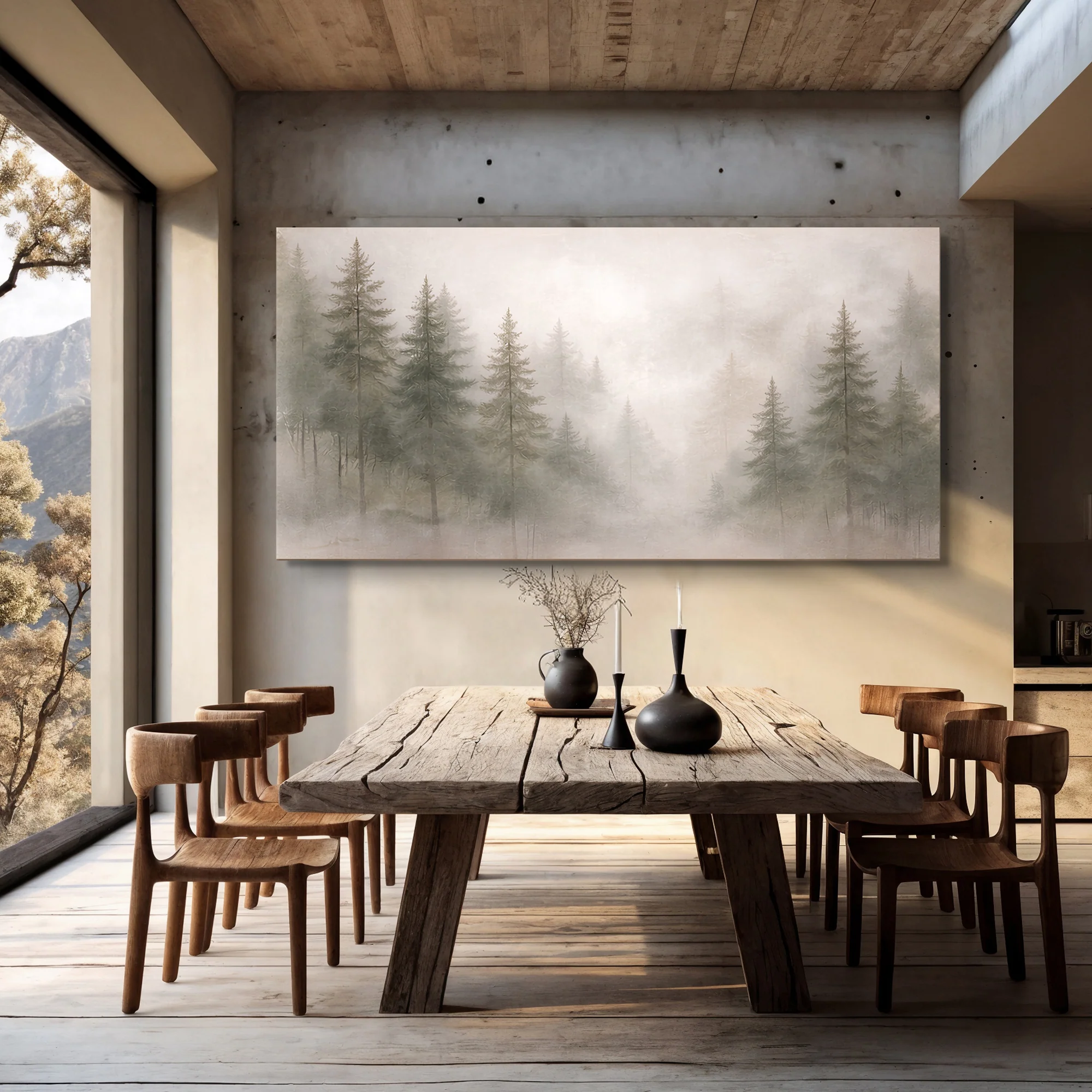 Soft Fog Forest Wall Art - Image 2