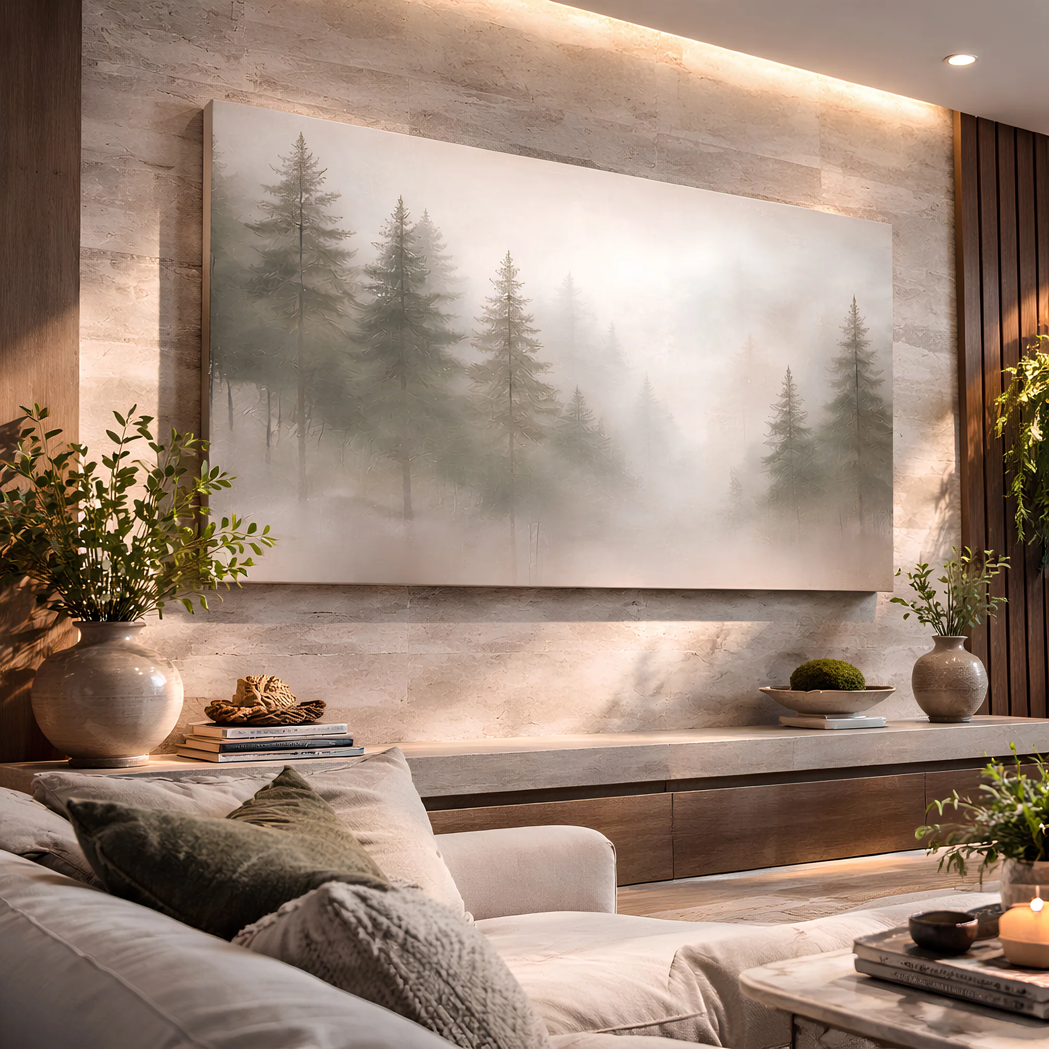 Soft Fog Forest Wall Art - Image 6
